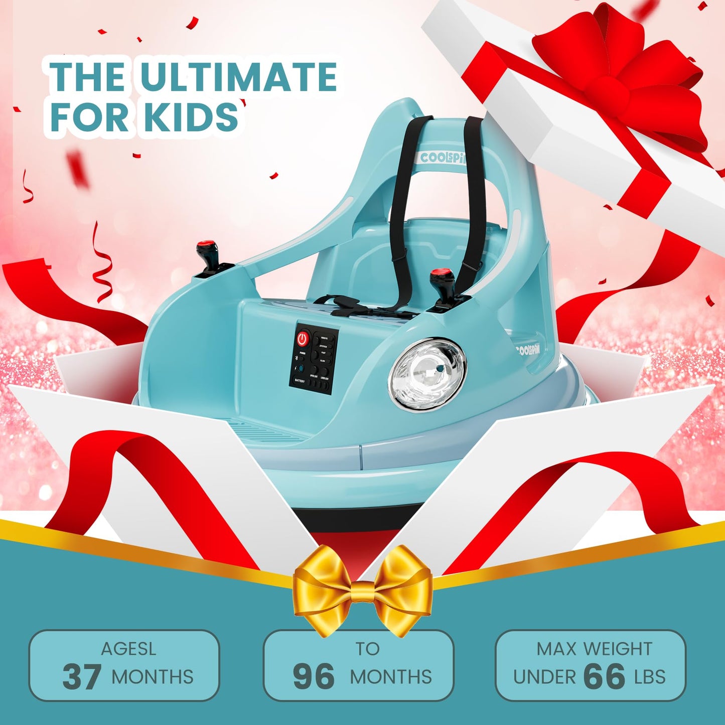 Garvee Ride - P Series: 12V Ride on Toddler Bumping Car W/Remote Control, LED Lights & 360 Degree Spin, ASTM Certified - Blue