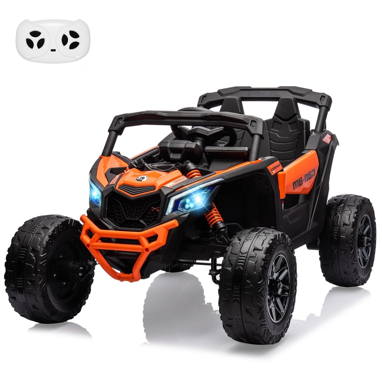 Garvee Ride - P Series: 12V Can-Am Ride-On UTV: Remote Control, Large Seat, Music, LED Lights, Spring Suspension, for Boys & Girls - Orange
