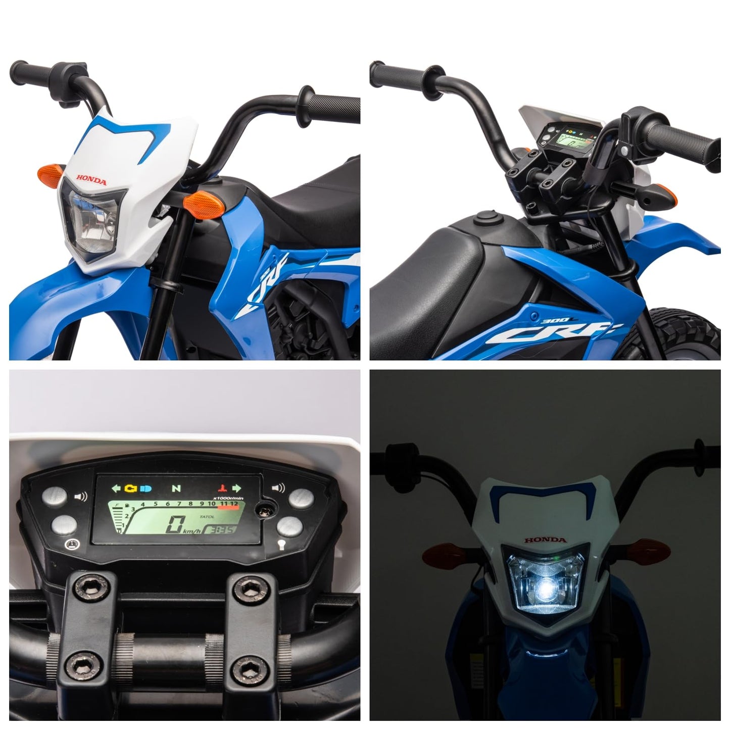 Garvee Ride - P Series: Kids Electric Ride on Motorcycle, Licensed Honda Battery Powered Motorbike Toy, with Training Wheels, Rechargeable Battery, Headlight, Engine Sounds, for Children Girls Boys - Blue