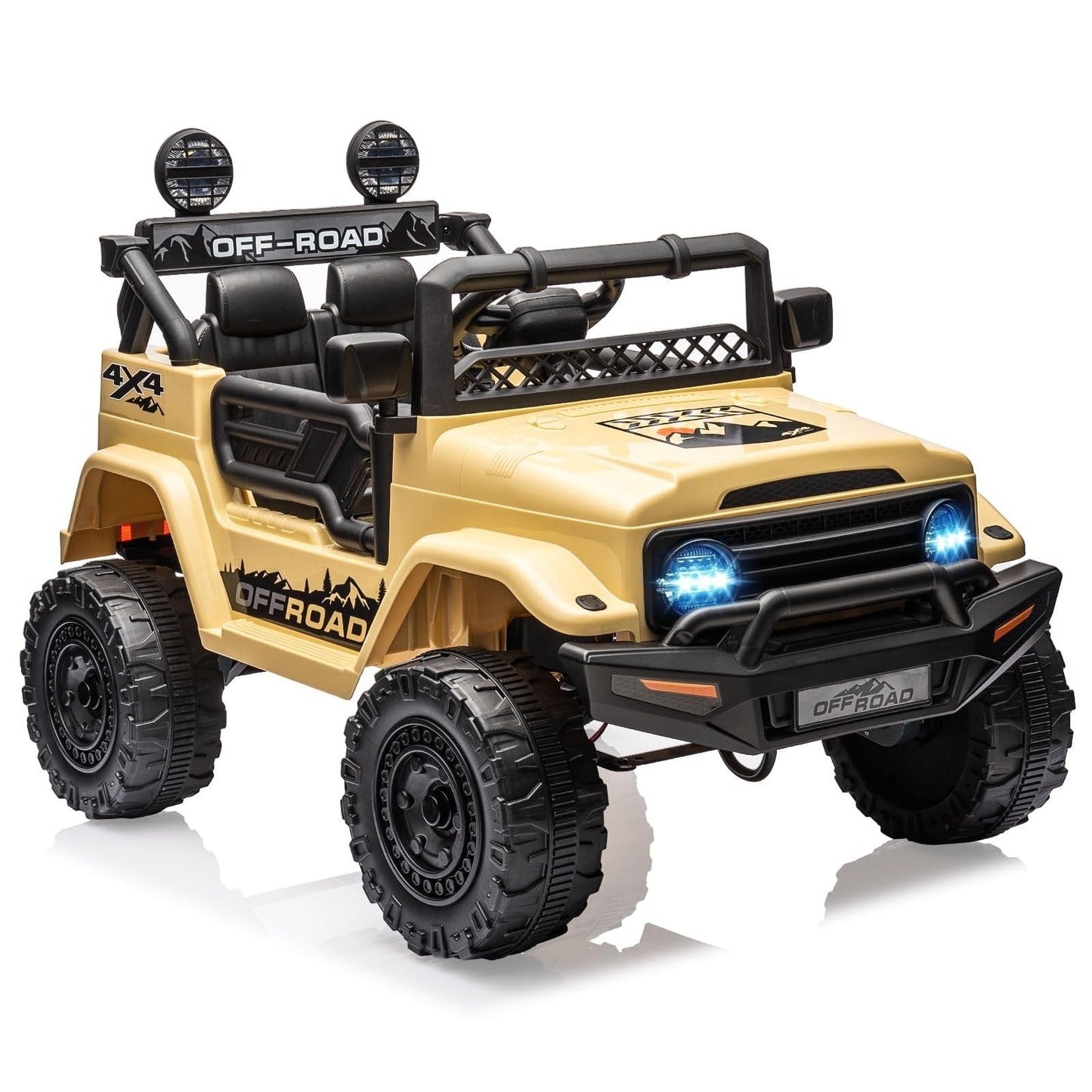 Garvee Ride - P Series: 12V Power Wheel Electric Car for Kids, Ride on Toys with Led Lights Bluetooth, 3 Speeds, Spring Suspension - Yellow