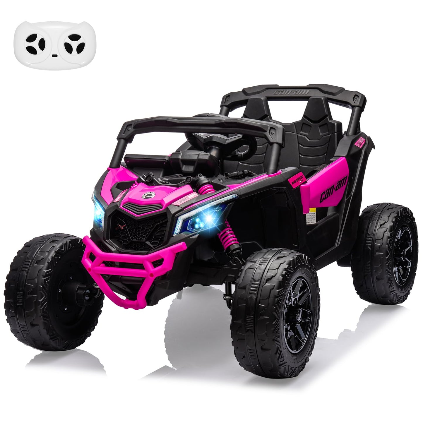 Garvee Ride - P Series: 12V Can-Am Ride-On UTV: Remote Control, Large Seat, Music, LED Lights, Spring Suspension, for Boys & Girls - Rose