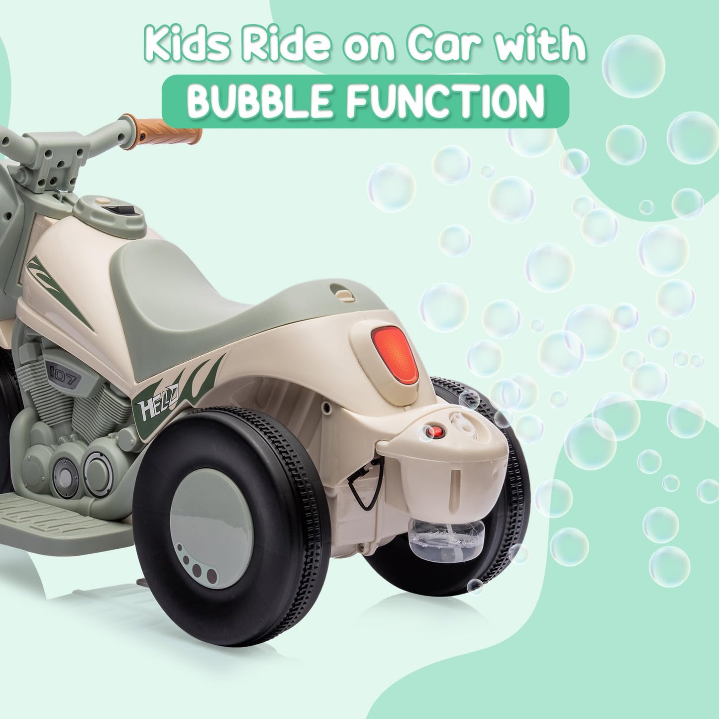 Garvee Ride - P Series: 6V Battery-Powered Electric Motorcycle with 1.9 Mph Speed, Led Headlights, Music, Pedal, Forward/Reverse, 3 Wheels | Motorbike Toy Gift for Toddlers 3 and Up - B