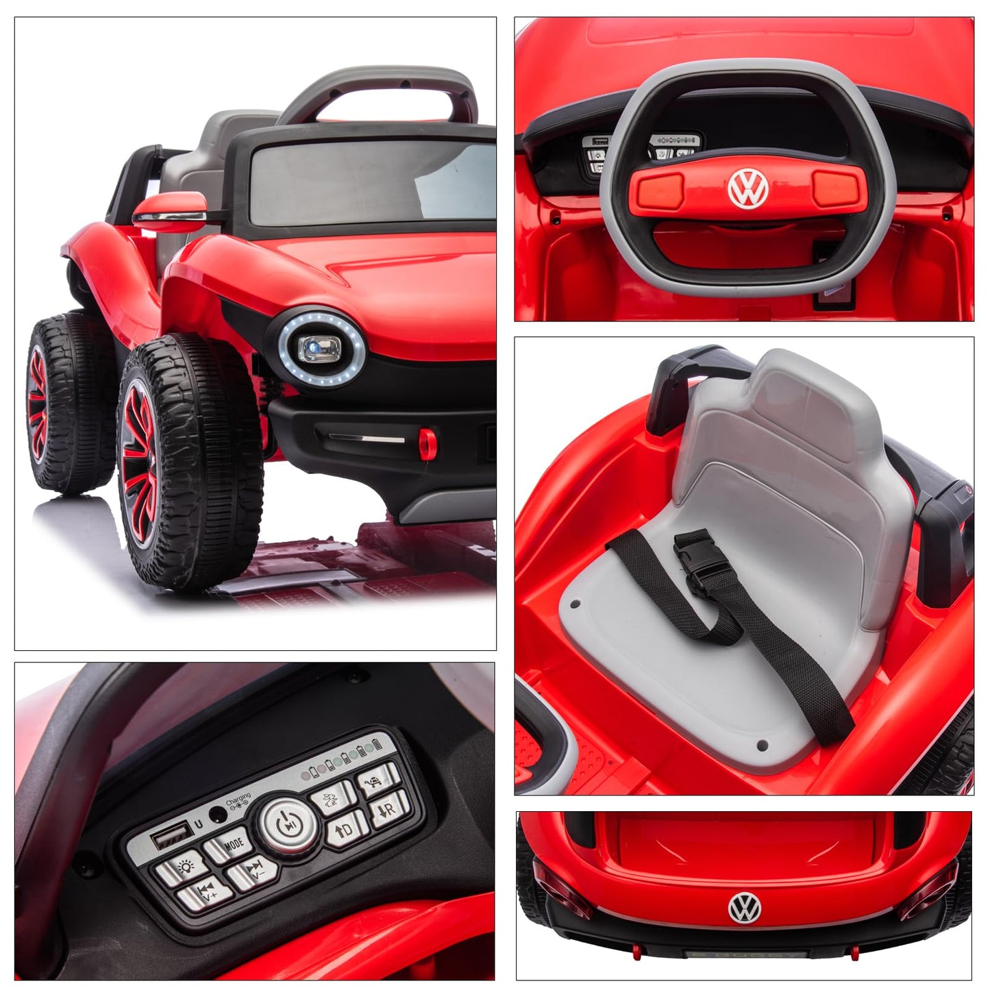 Garvee Ride - P Series: 12V Ride-On Toy With Remote Control | LED Lights, MP3, and Bluetooth | For Boys and Girls, Red