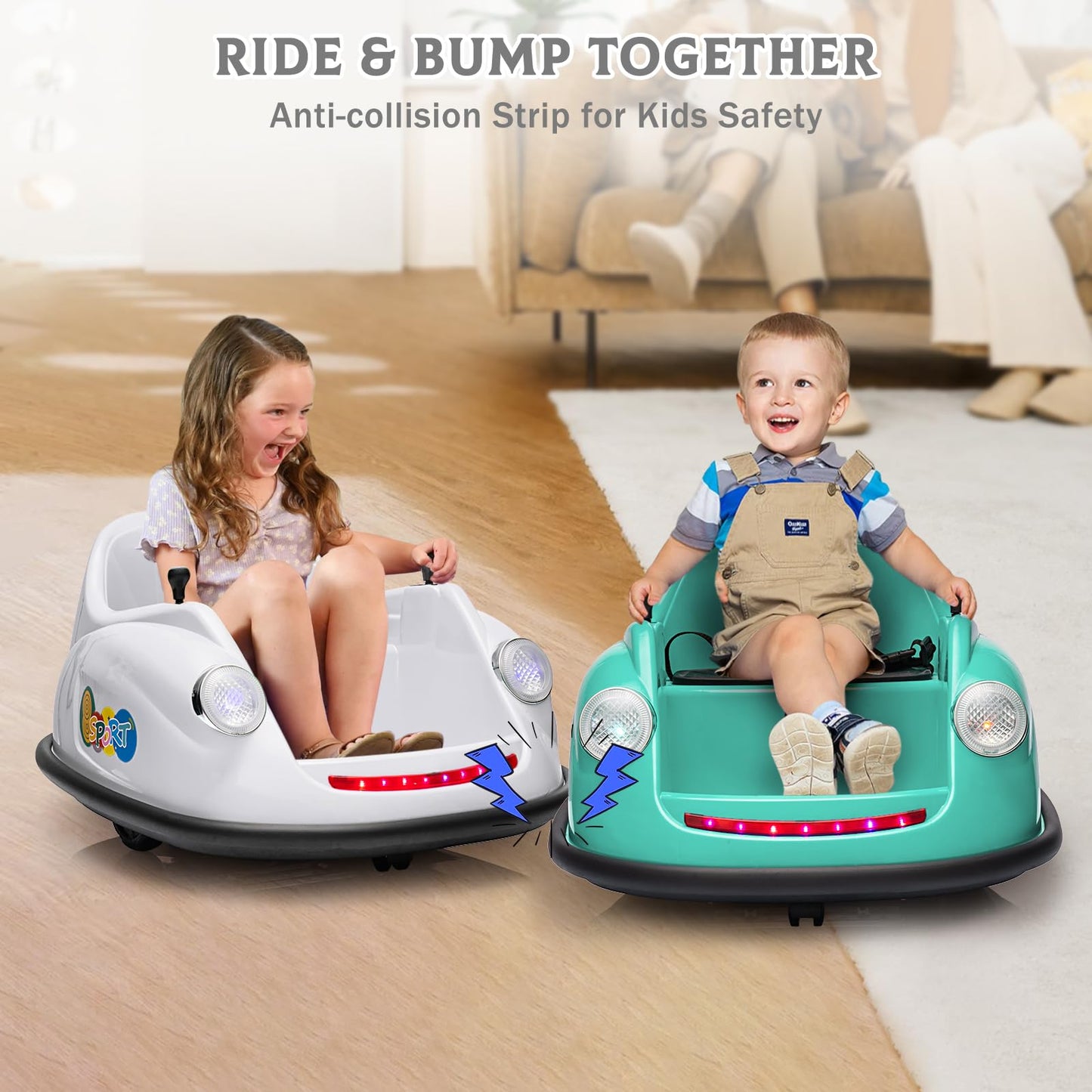 Garvee Ride - P Series: 12V Battery Car for Kids W/Parent Remote, Led Lights, 2-Speed, 360°Spin - White