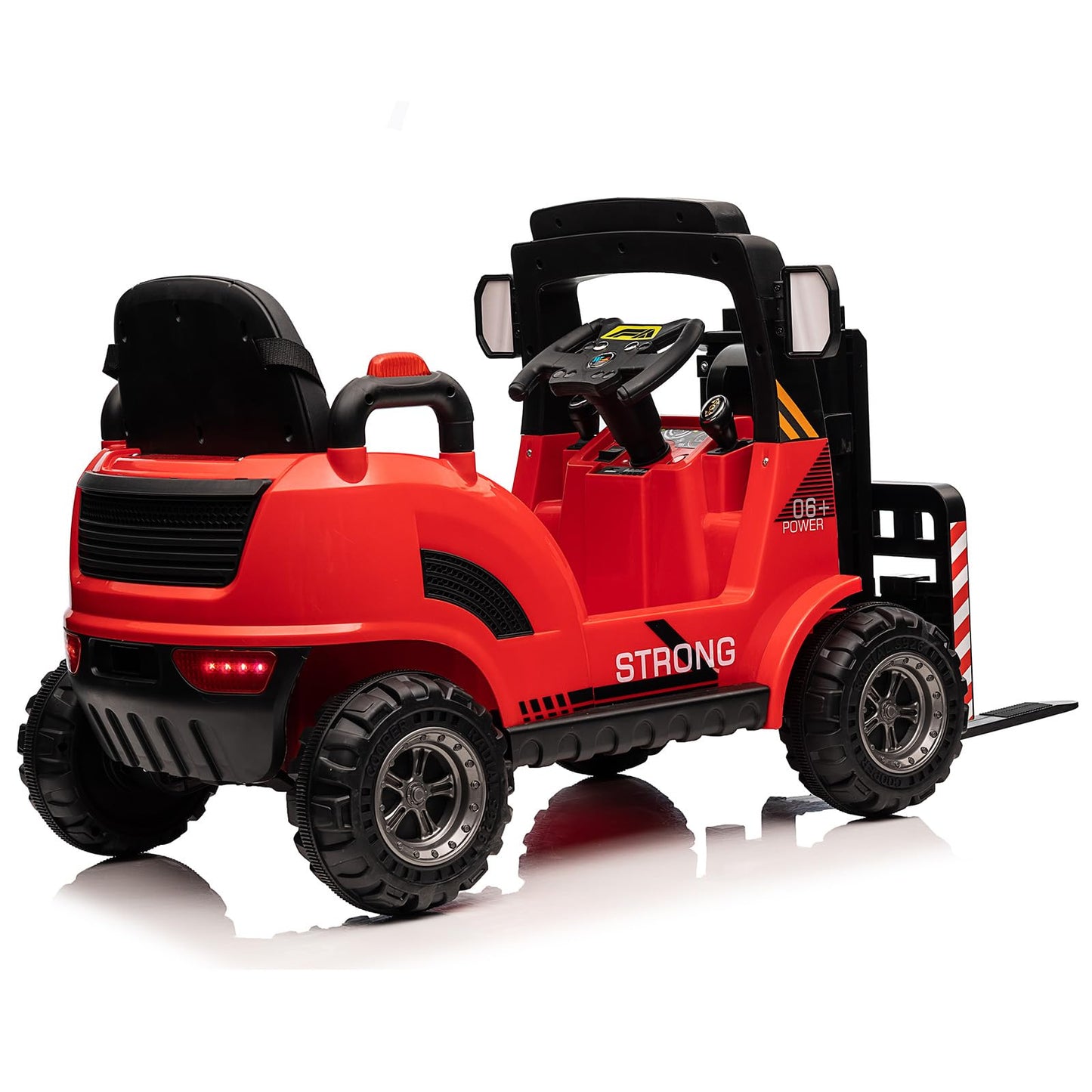 Garvee Ride - P Series: 12V Electric Forklift Ride-On: Liftable Fork, Remote, Music, Realistic Design, 66lb Load, for 3-7 Years - Red