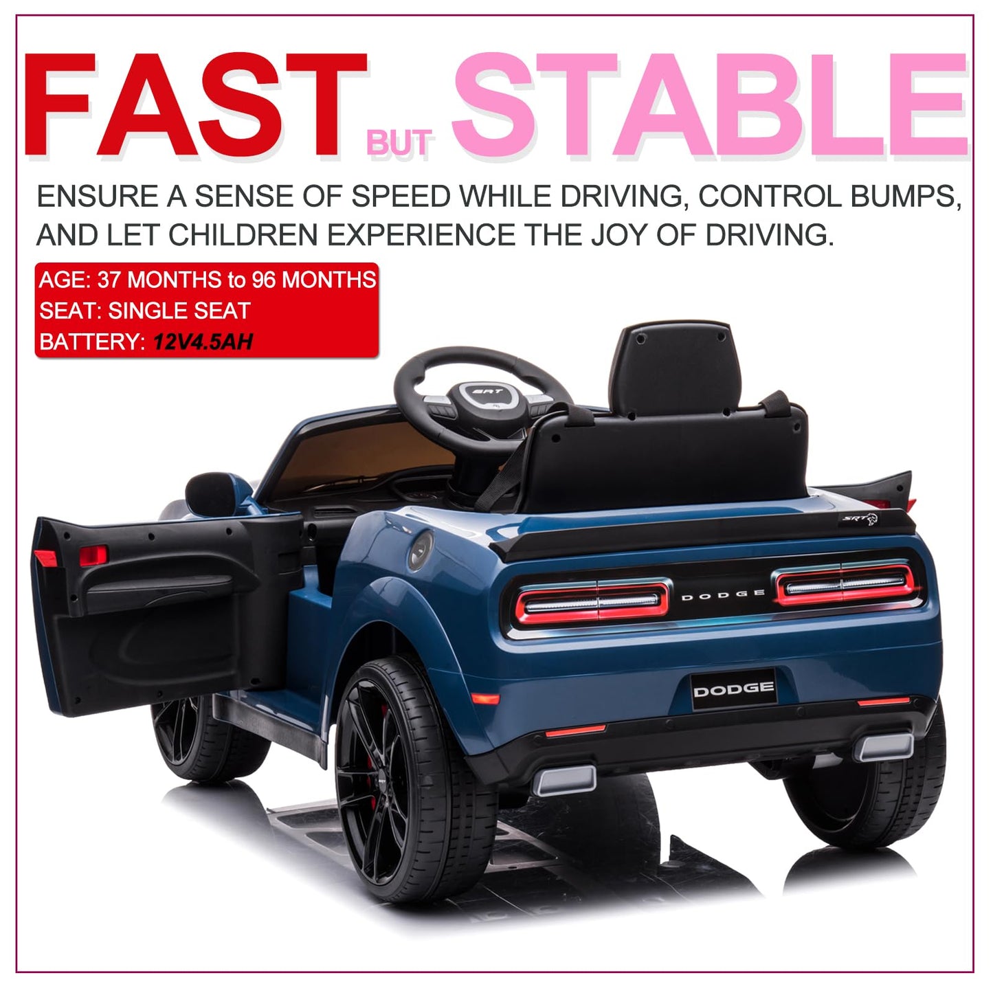 Garvee Ride - P Series: 12V Electric Vehicles Battery Powered with Remote Control, LED Lights, Bluetooth, MP3 for Boys Girls - Blue