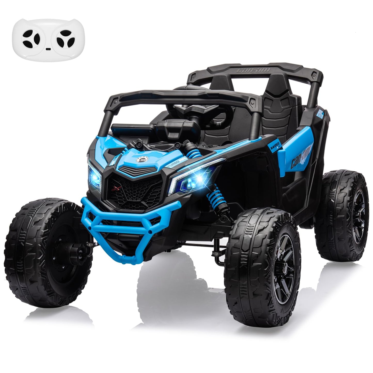 Garvee Ride - P Series: 12V Can-Am Ride-On UTV: Remote Control, Large Seat, Music, LED Lights, Spring Suspension, for Boys & Girls - Blue