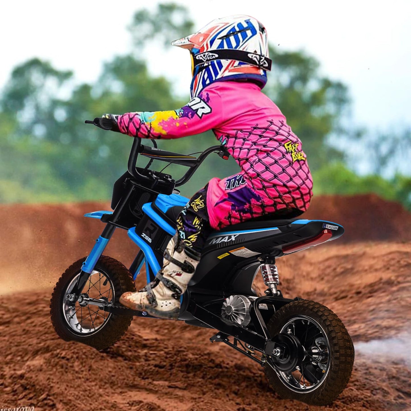 Garvee Ride - T Series: 24V-10A 350W Ride On Electric Dirt Bike For Kids Ages 13+, 14.29MPH, 3-Speed - Blue-7