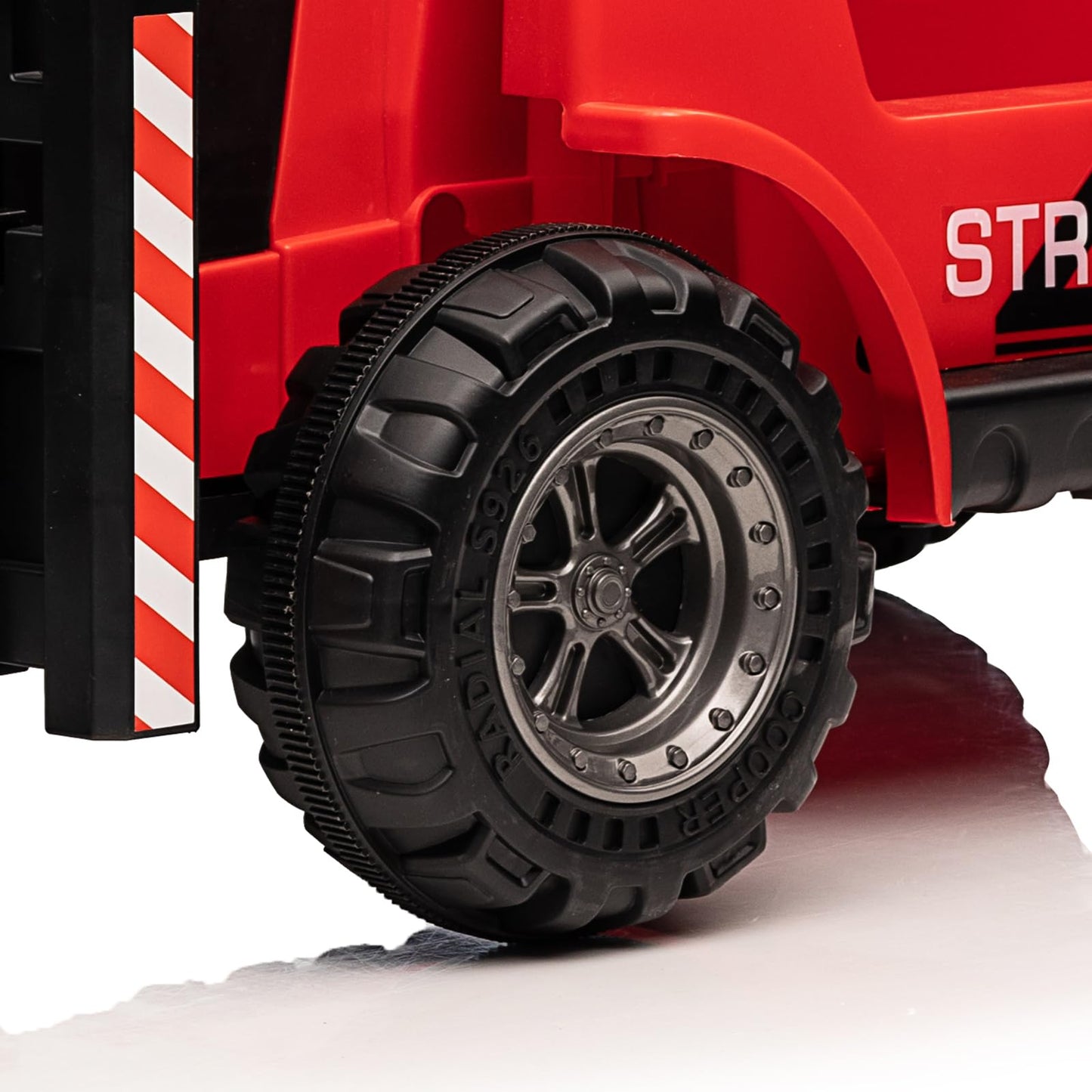 Garvee Ride - P Series: 12V Electric Forklift Ride-On: Liftable Fork, Remote, Music, Realistic Design, 66lb Load, for 3-7 Years - Red