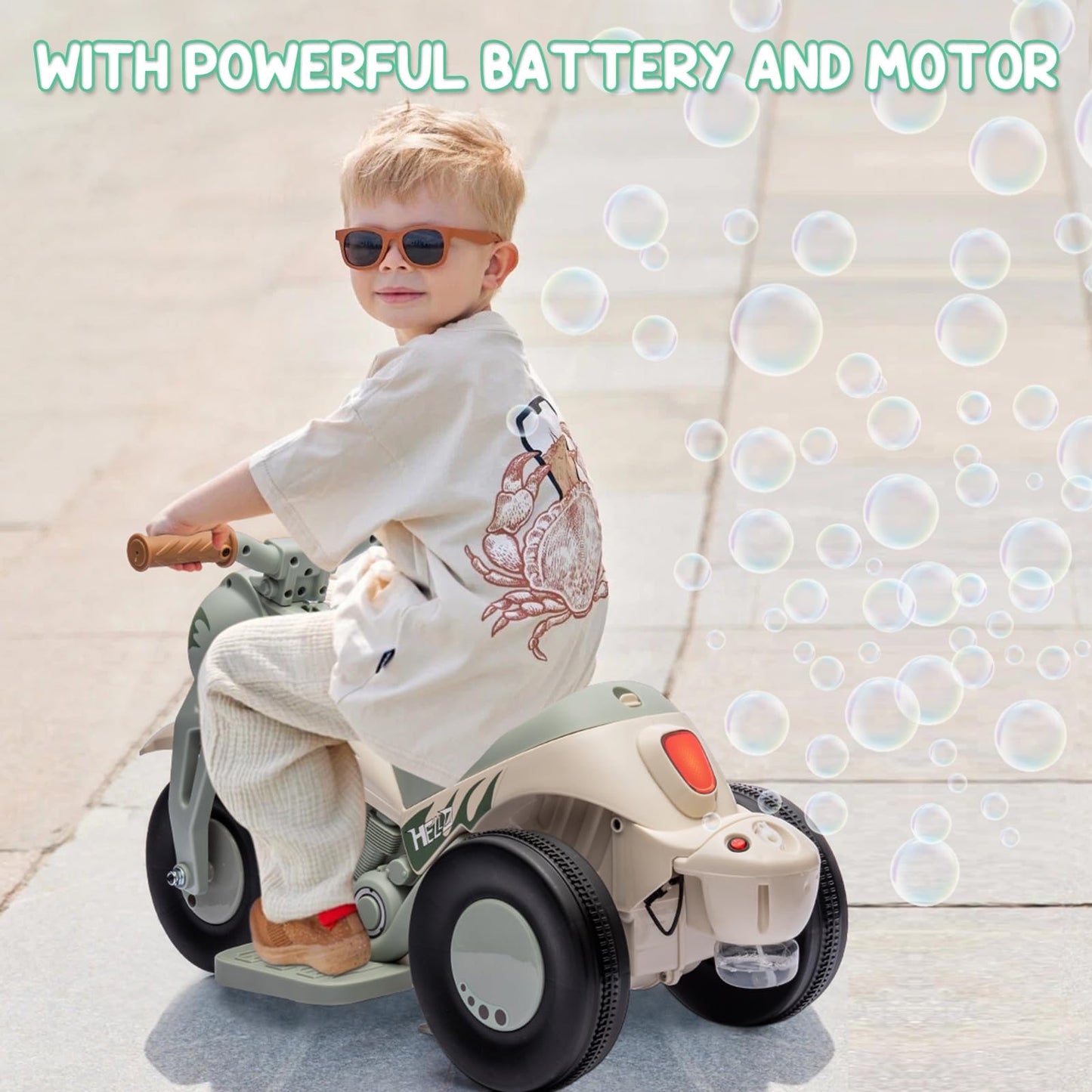 Garvee Ride - P Series: 6V Battery-Powered Electric Motorcycle with 1.9 Mph Speed, Led Headlights, Music, Pedal, Forward/Reverse, 3 Wheels | Motorbike Toy Gift for Toddlers 3 and Up - B