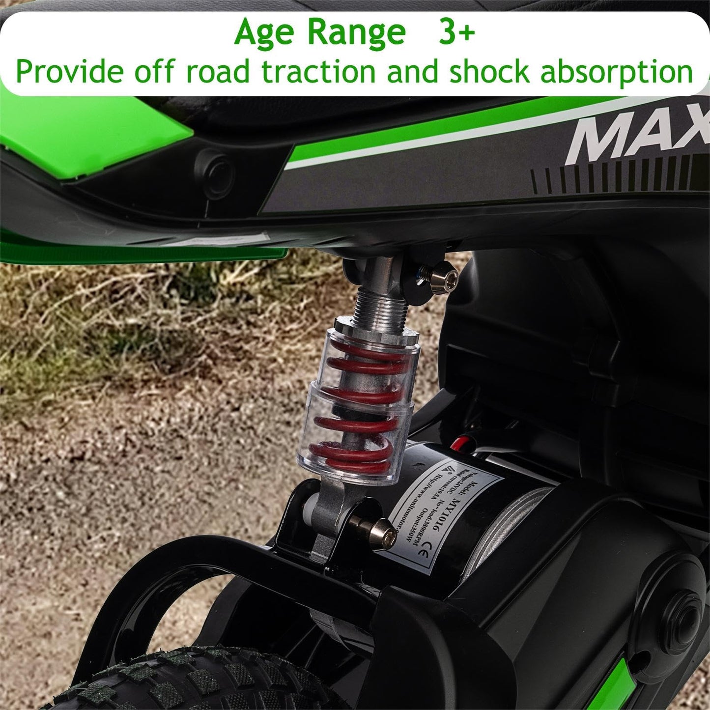 Garvee Ride - T Series: 24V-10A 350W Ride On Electric Dirt Bike For Kids Ages 5-17, 14.29MPH, 3-Speed - Green-7