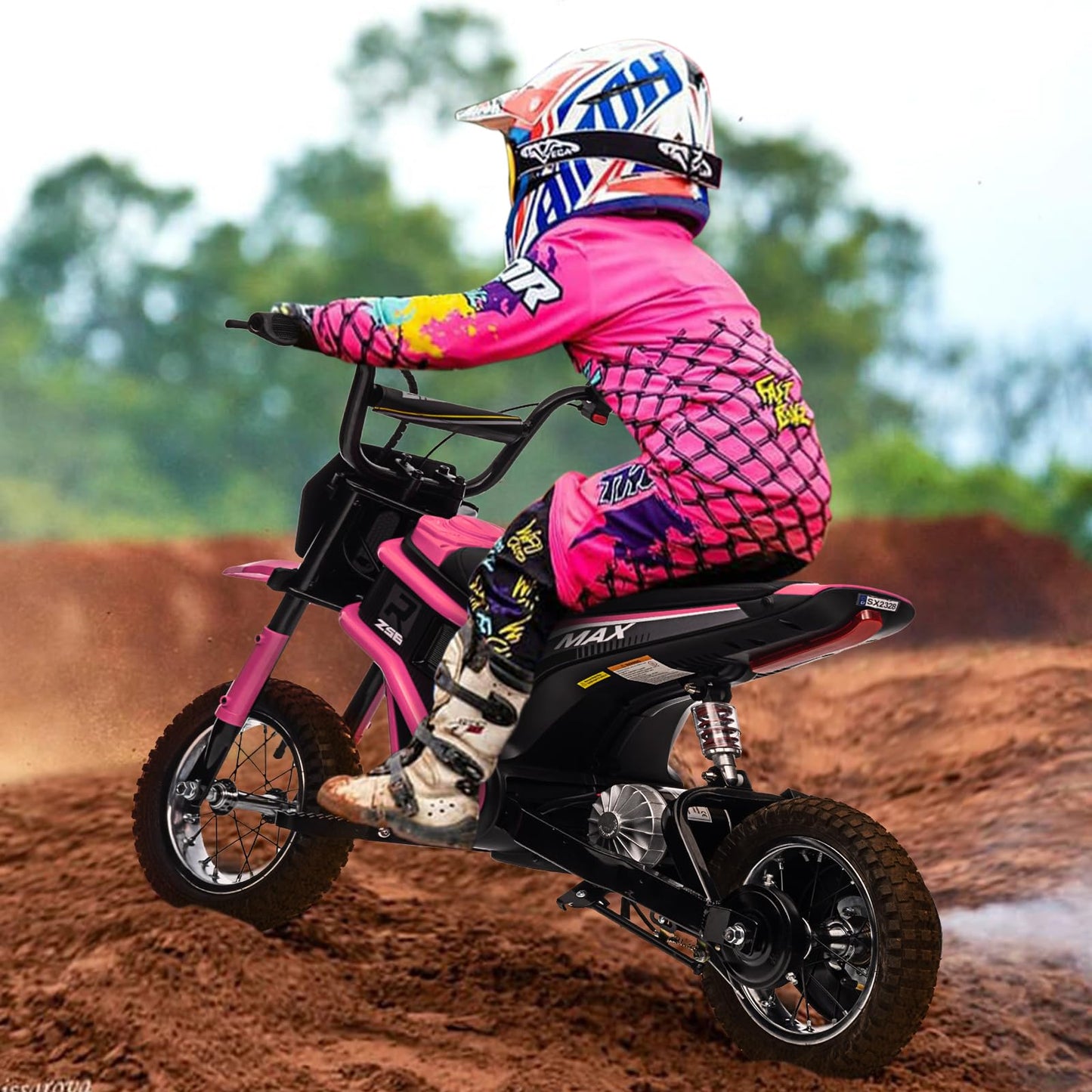 Garvee Ride - T Series: 24V-10A 350W Ride On Electric Dirt Bike For Kids Ages 13+, 14.29MPH, 3-Speed - Pink-9
