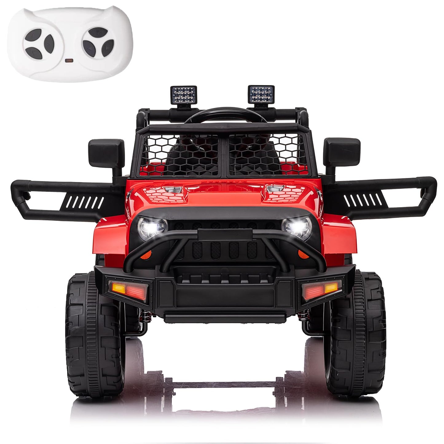 Garvee Ride - P Series: 12V Ride On Truck Car for kid : Remote Control, 3 Speeds, MP3 Music, Suspension, LED Lights,for 3+ Year Old - Red