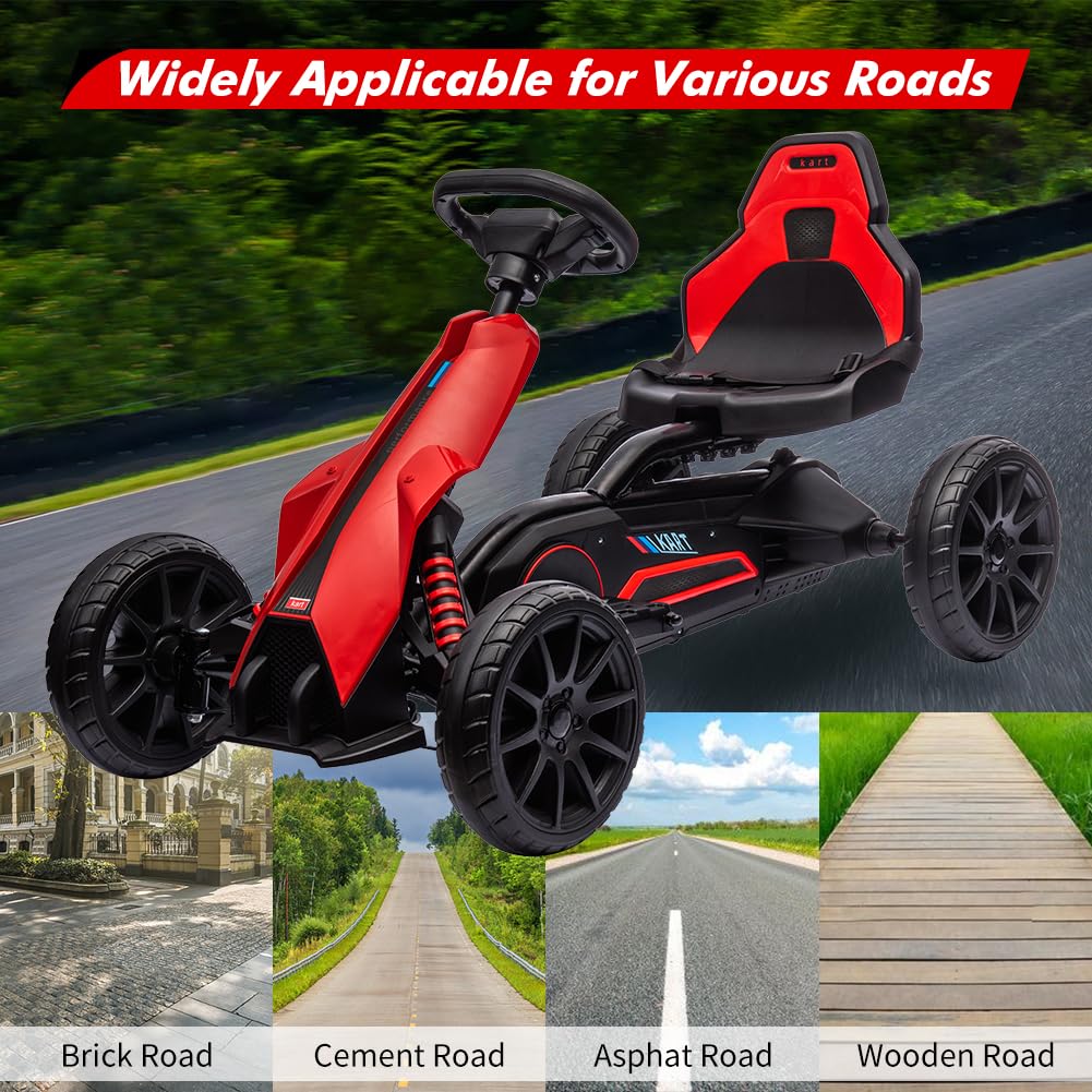 Garvee Ride - P Series: 12V Electric Go Kart for Kids,7Ah Battery Powered Car for Toddlers, Adjustable Seat, High/Low Variable Speeds,EVA Wheels, for 3-6 Years - Red