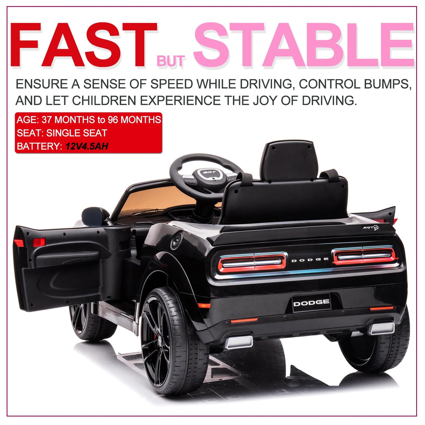 Garvee Ride - P Series: 12V Electric Vehicles Battery Powered with Remote Control, LED Lights, Bluetooth, MP3 for Boys Girls - Police