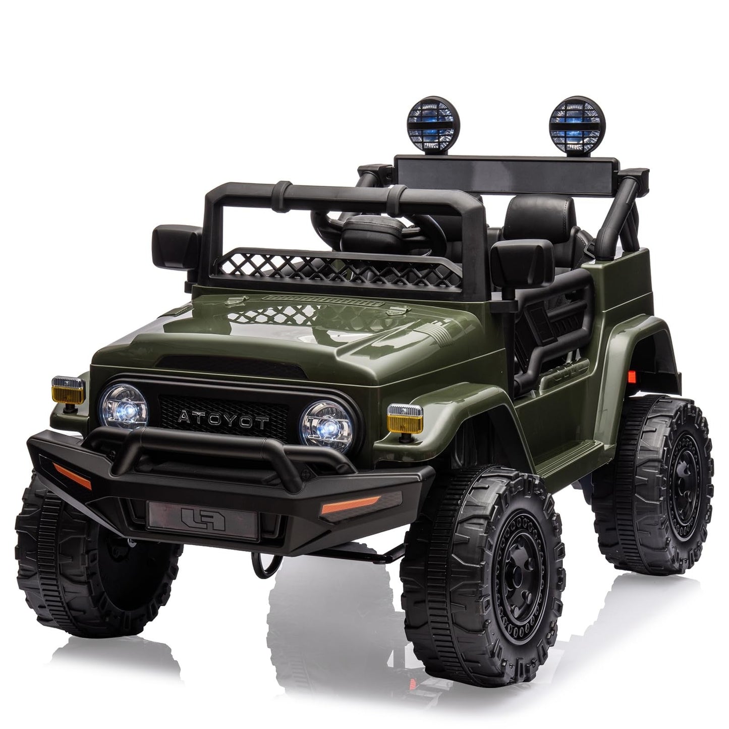 Garvee Ride - P Series: 12V Ride on Car for Kids, Licensed Toyota Ride on Truck, Battery Powered Electric Kids Car with Remote Control, Music, LED Lights, Suspension System, Double Doors, Safety Belt,Ride On Toy - Green