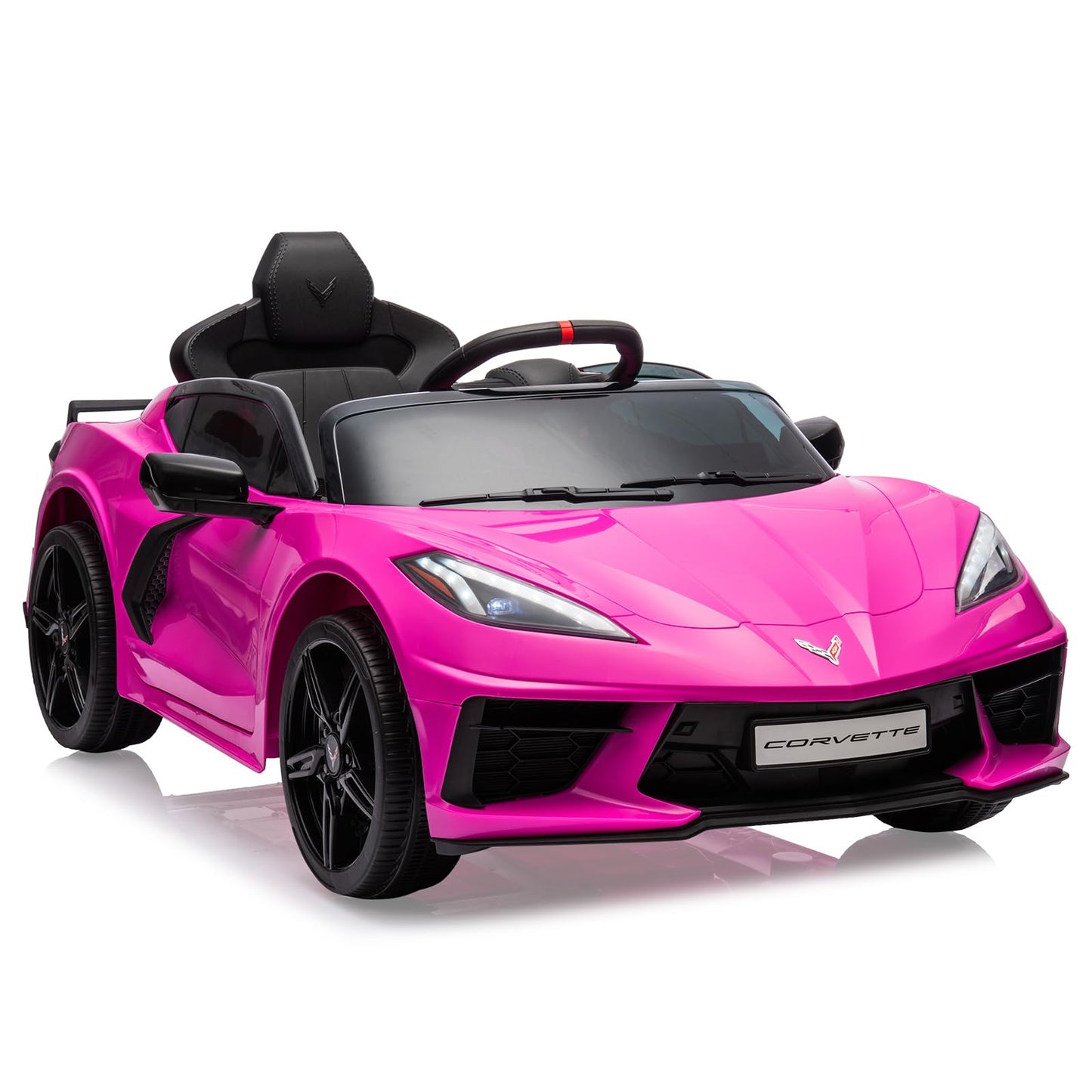 Garvee Ride - P Series: 12V Kids Ride on Car Licensed Corvette Battery Powered Car Toddles Electric Sports Car Toy with Remote Control, Visual Dashboard, LED Lights, Music, Gifts for Boys Girls, Rose Red