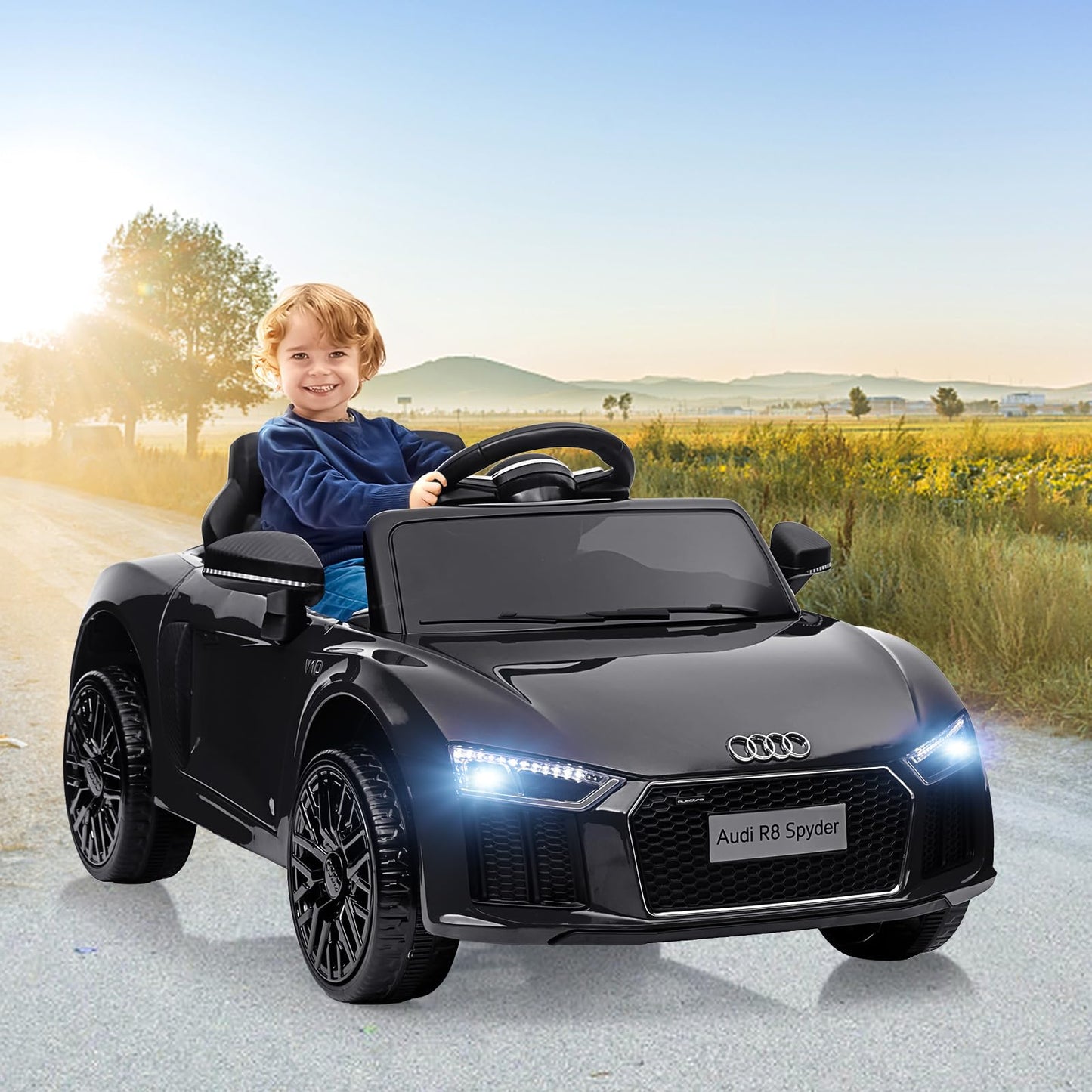 Garvee Ride - P Series: 12V Power Battery Electric Vehicles for 3-7 Toddlers, Licensed Toy Car with Remote Control, MP3 Player - Black