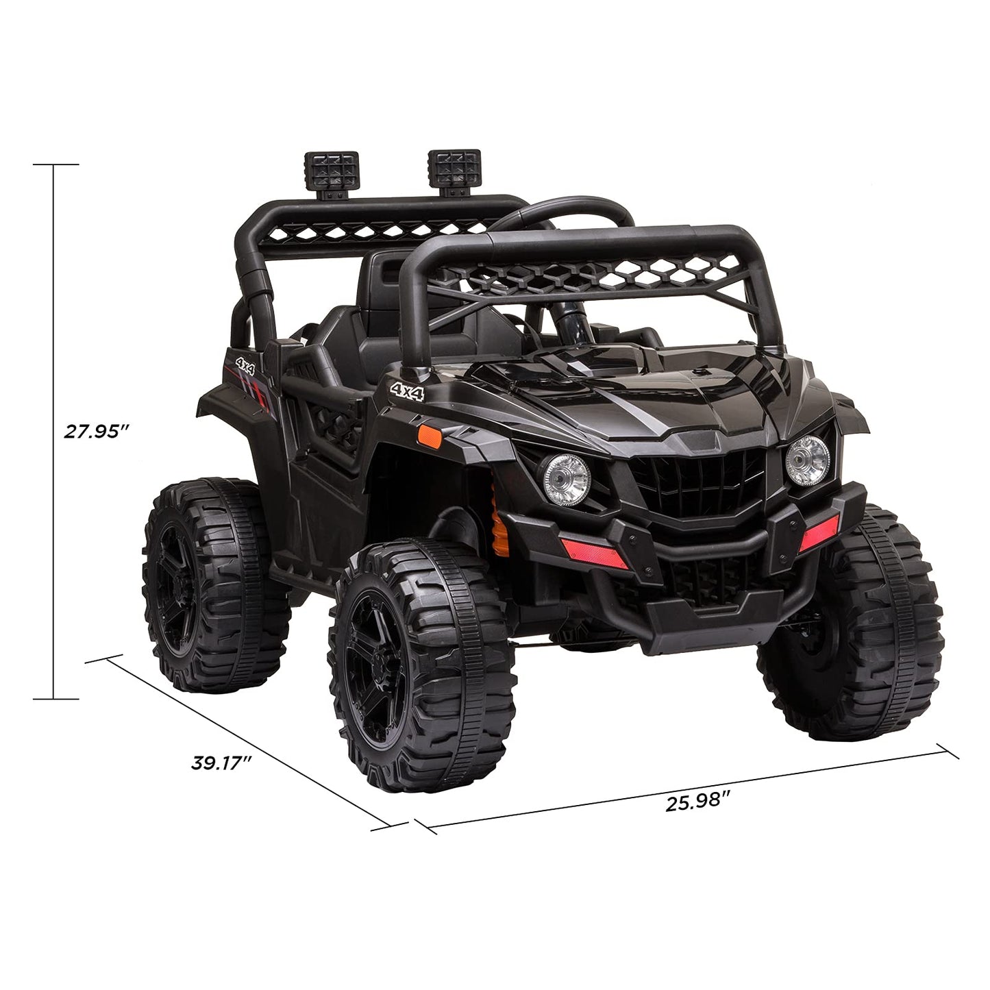 Garvee Ride - P Series: 12V Kids Car: Ride-On Truck, Remote, Suspension, LED, 1.8-3.7 MPH, MP3, Engine Sound, ASTM Certified, for 3-7 Years - Black