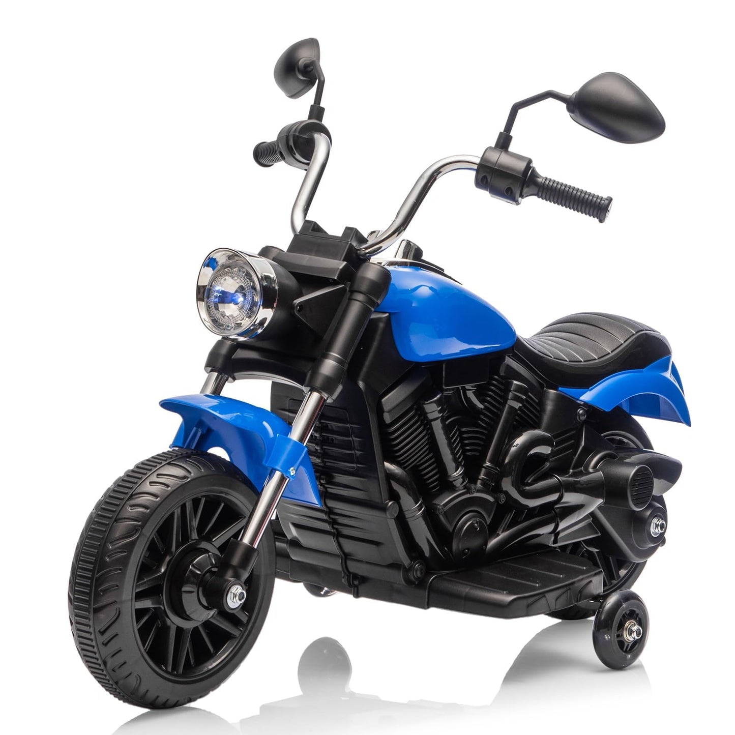 Garvee Ride - P Series: 12V Electric Motorcycle for Kids with Detachable Training Wheels, Soft Start, Reverse Function, Blue, Toddler Ride-On Toy