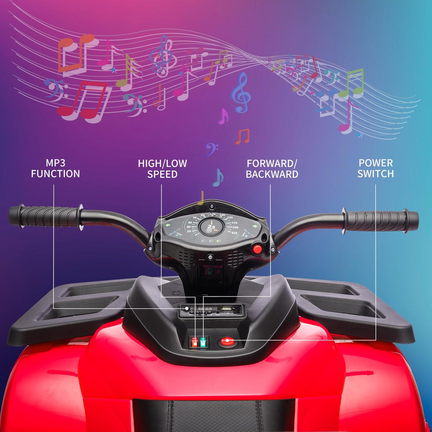 Garvee Ride - P Series: 4 Wheeler Electric Vehicle for Big Kids 2 Seater Battery Powered Ride On Toy Car with Spring Suspension, LED Lights, High & Low Speed, Music, USB, Soft Start for Toddlers, Red