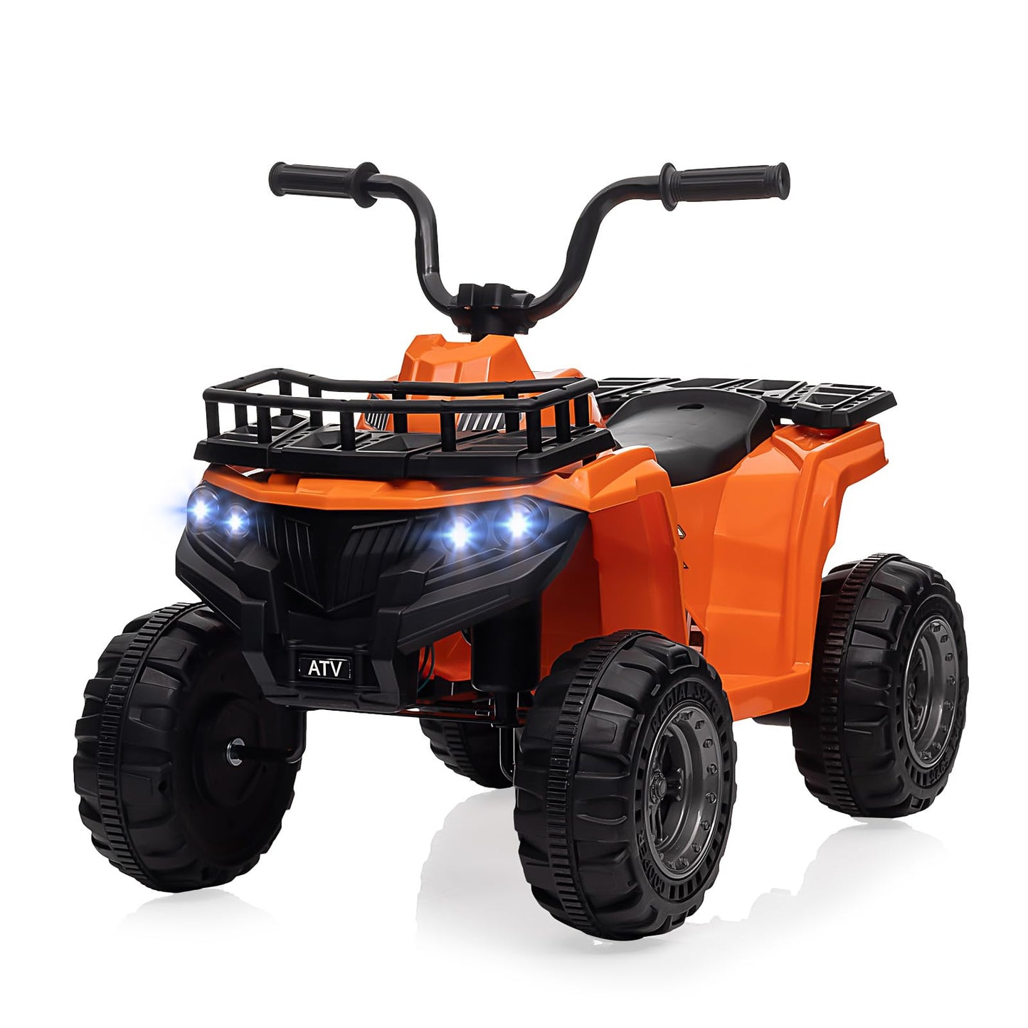Garvee Ride - P Series: 12V Kids Ride-On Quad ATV: Non-Toxic, Bluetooth, LED, 2 Speeds, All-Terrain, Orange