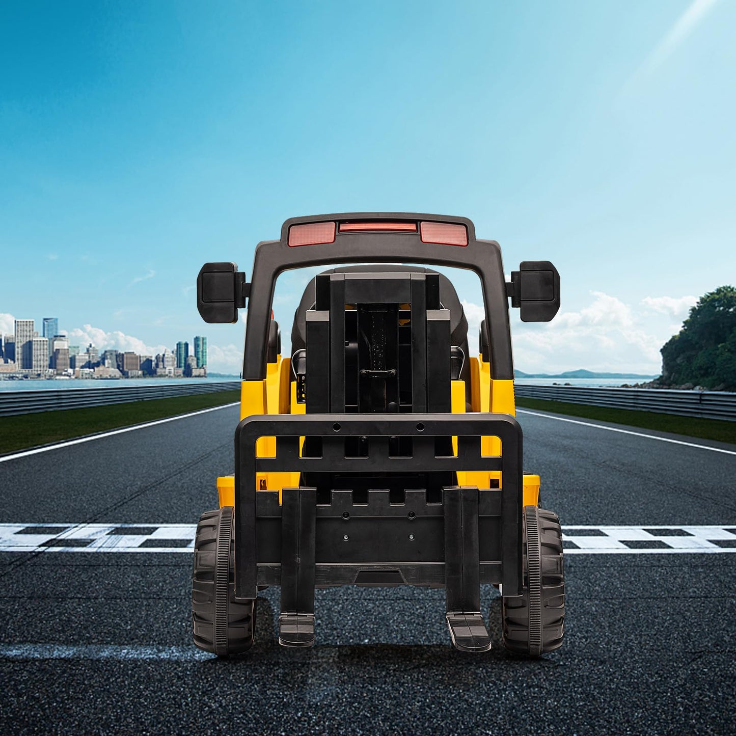 Garvee Ride - P Series: 12V Electric Forklift Ride-On: Liftable Fork, Remote, Music, Realistic Design, 66lb Load, for 3-7 Years - Yellow