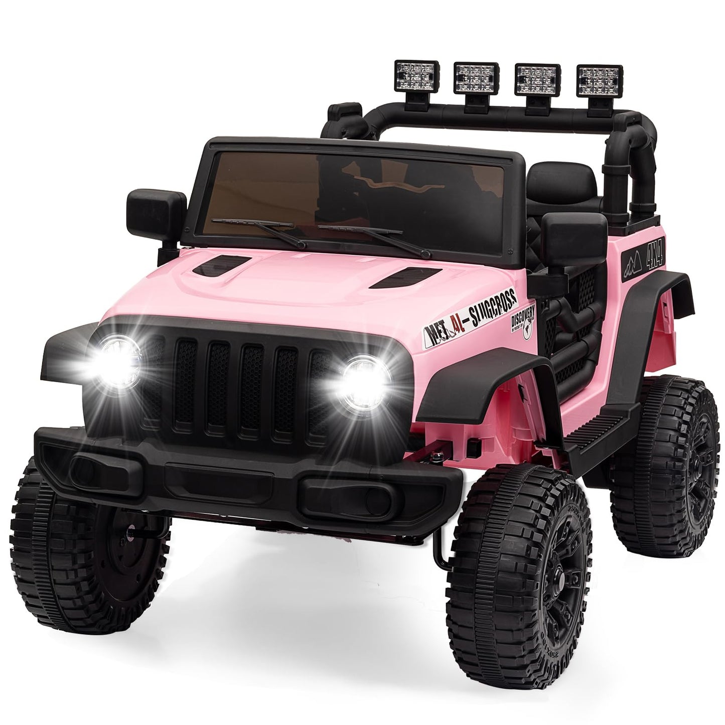 Garvee Ride - P Series: 12V Kids Electric Vehicles with Remote Control, 2 Speeds, Spring Suspension, LED Headlight, Bluetooth, Music, Battery Powered Car for Kids - Pink