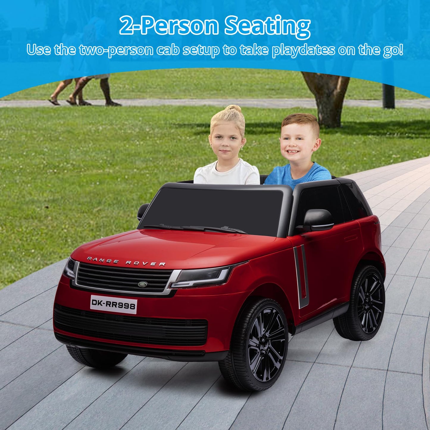 Garvee Ride - P Series: 24V 2-Seater Land Rover Ride-On Car For age 3+, With MP3, 3 Speeds, Remote Control, LED, 4-Wheel Suspension - Wine Red