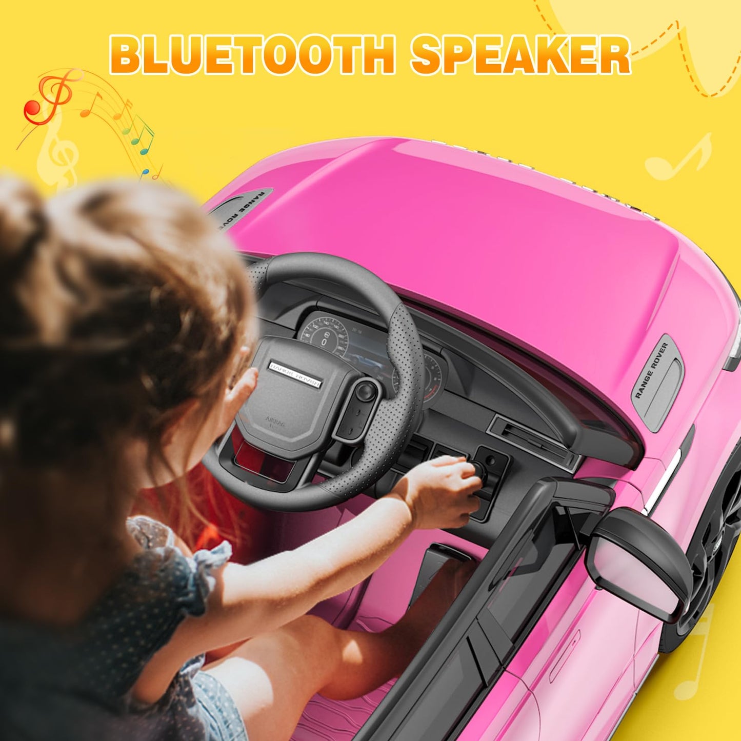 Garvee Ride - P Series: 3-8, 12V Licensed Land Rover Ride Electric Car for Kids with Parent Remote Control, MP3 Player, Rocking, Pull Rod - Pink