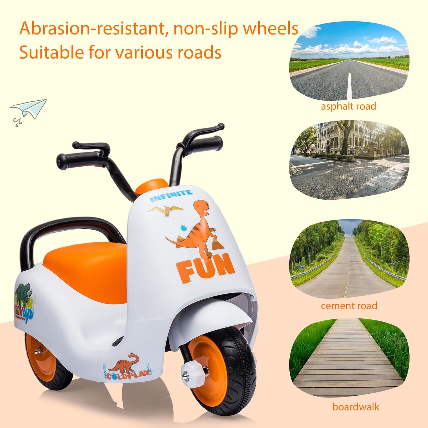 Garvee 6V Ride-On Motorcycle for Toddlers: Battery Powered, Music, Pedal, 3 Wheels, for Ages 3-6