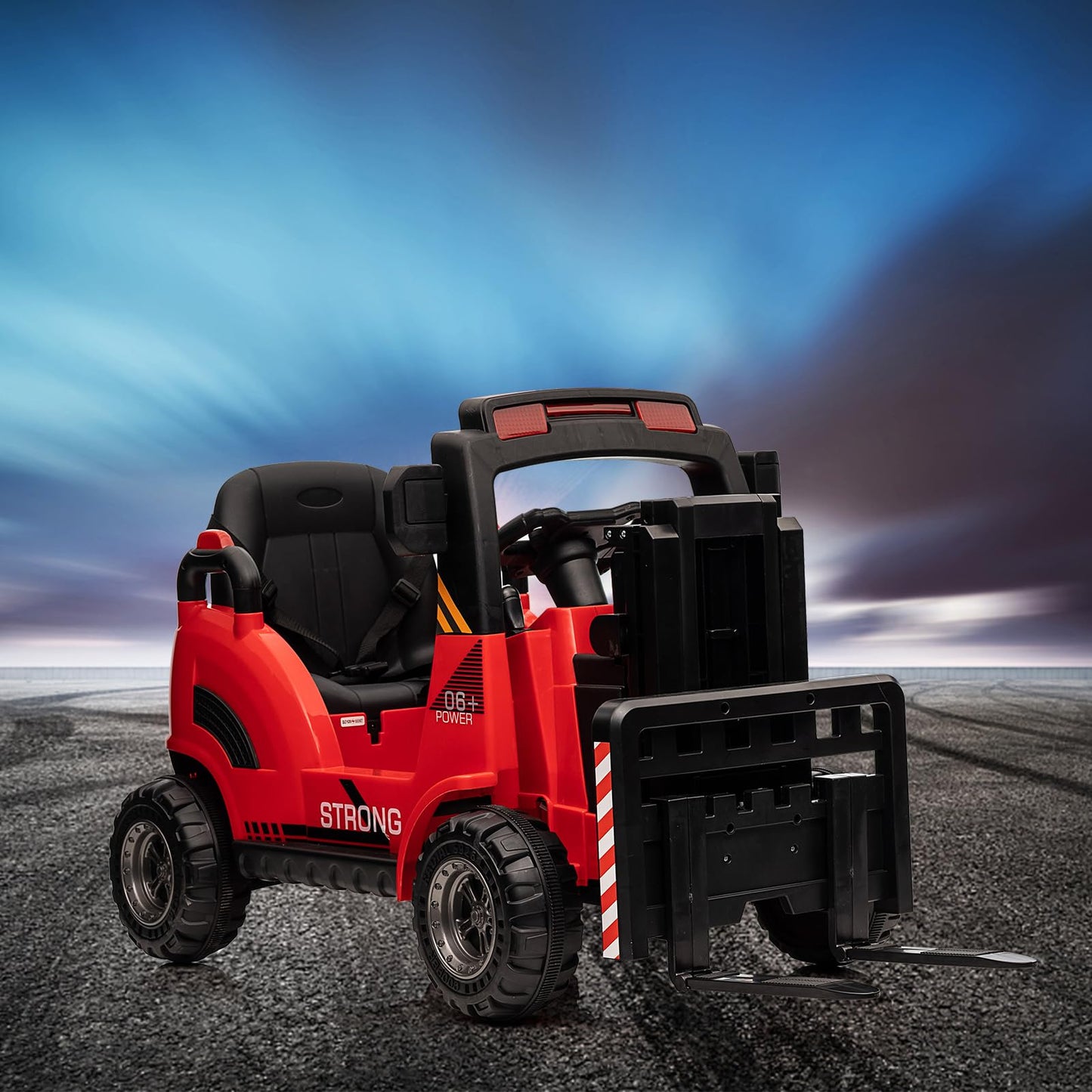 Garvee Ride - P Series: 12V Electric Forklift Ride-On: Liftable Fork, Remote, Music, Realistic Design, 66lb Load, for 3-7 Years - Red