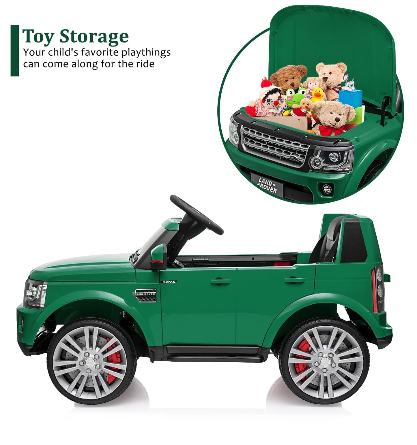 Garvee Ride - P Series: 12V 4.5 MPH, Parent Remote Control, Music Player, MP3, LED Lights, Green, 3-8 Years