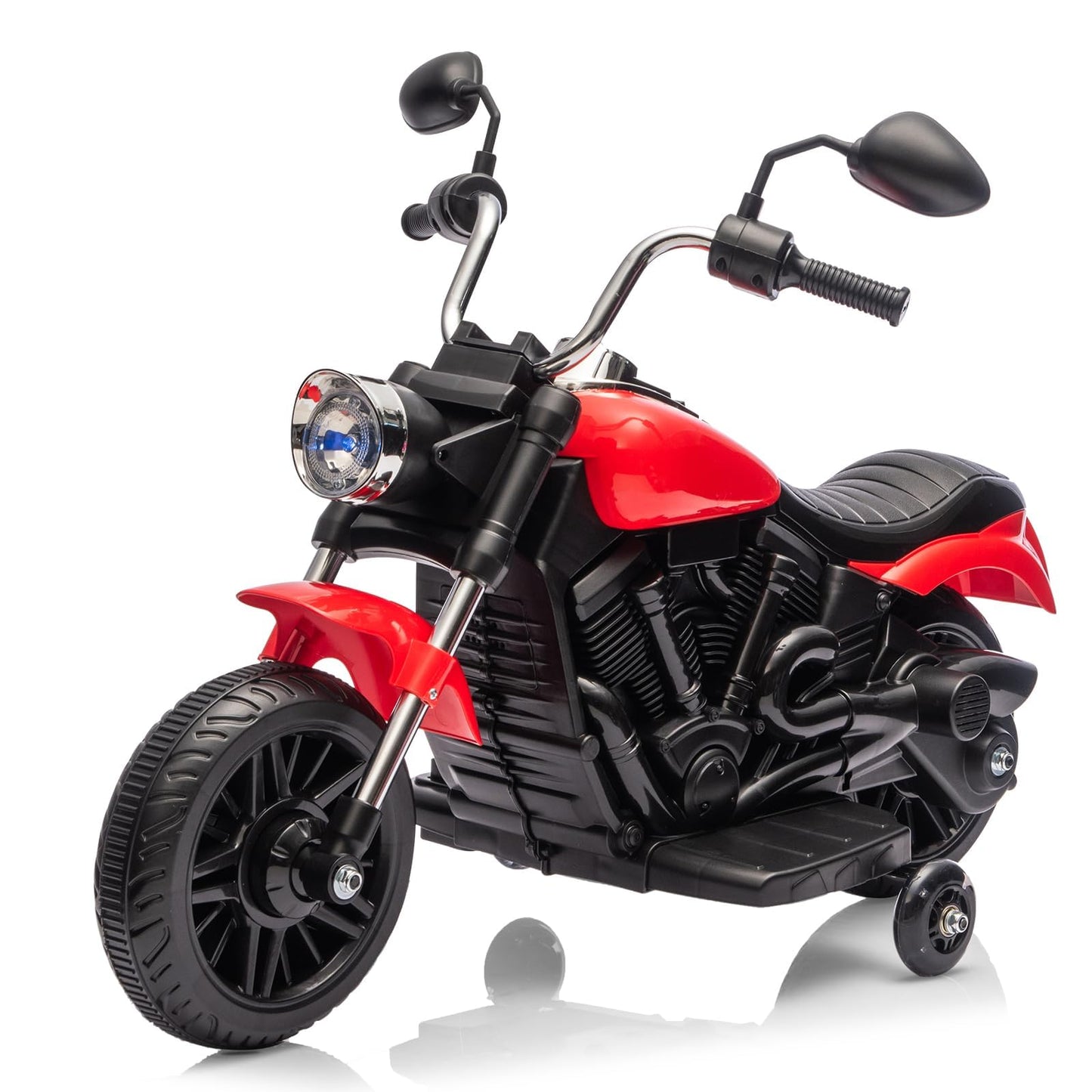 Garvee Ride - P Series: 12V Electric Motorcycle for Kids with Detachable Training Wheels, Soft Start, Reverse Function, Headlight, Horn, Music - Red, Toddler Ride-On Toy