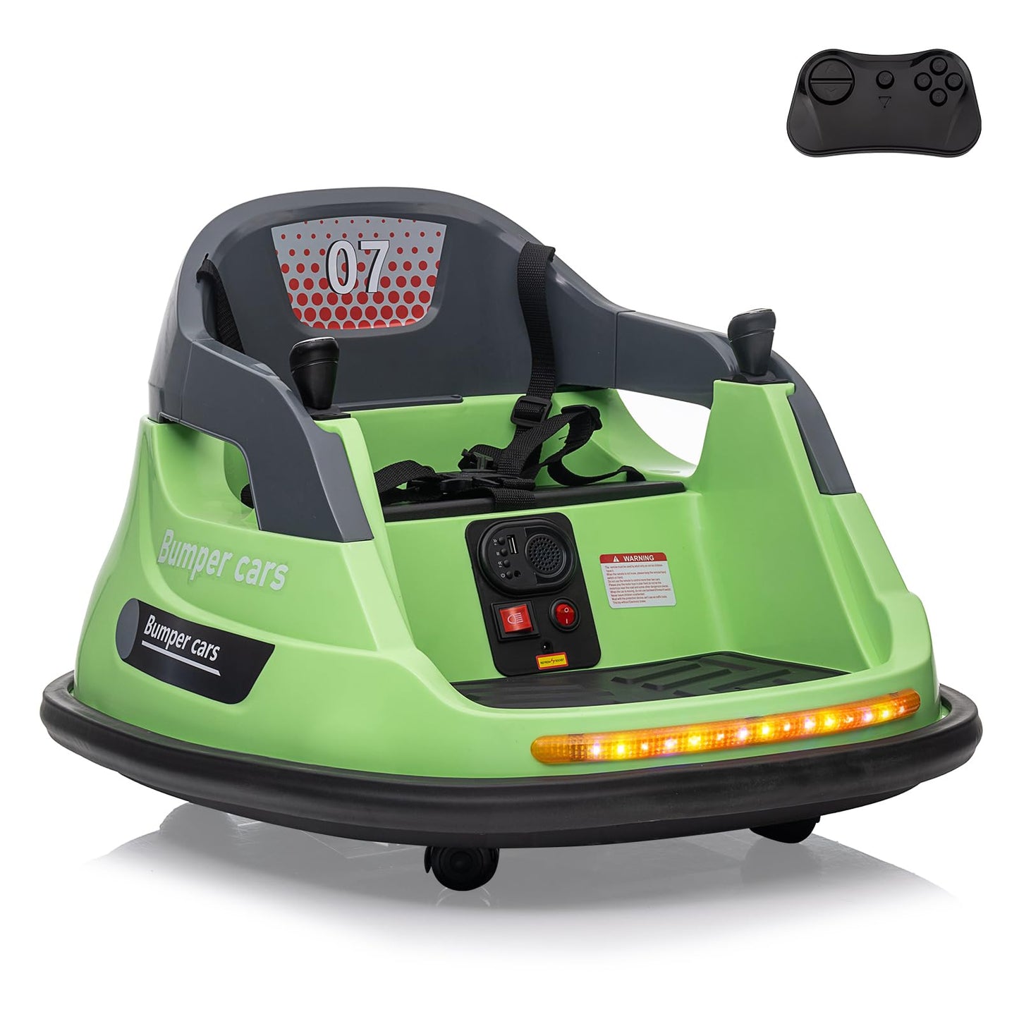 Garvee Ride - P Series: 12V Kids Bumper Car with Remote Control, LED Lights & 360 Degree Spin, Indoor and Outdoor Kids Toy for 18+ Months Kids - Green