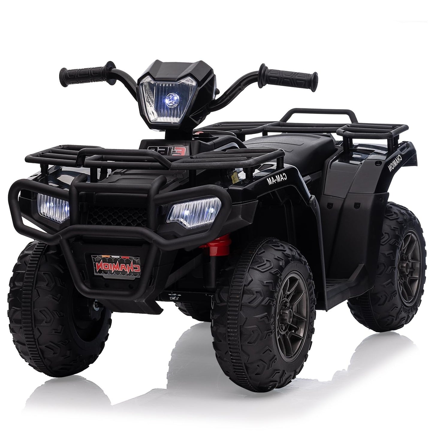 Garvee Ride - P Series: 12V Ride on Quad ATV for Kids, Electric Vehicle for Toddlers, High/Low 2.2mph Safety Speed for Child, Forward/Backward,LED Light, Music,USB for Boys Girls Gift- Balck