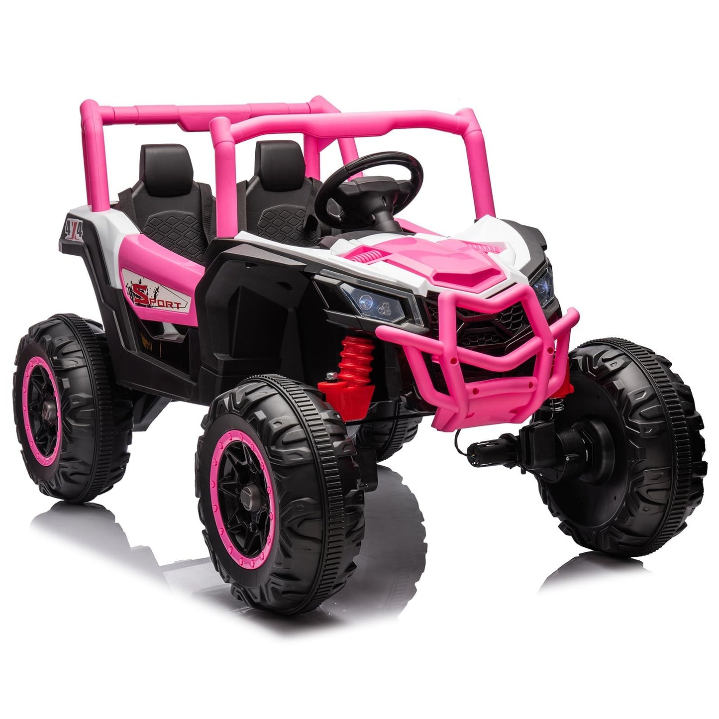 Garvee Ride - P Series: 2 Seater Ride on Car,12V Battery Powered Off-Road UTV Toy,Electric Car with Remote Control,Metal Frame,EVA Wheels,LED,Spring Suspension for 3-8 Boys&Girls - Pink