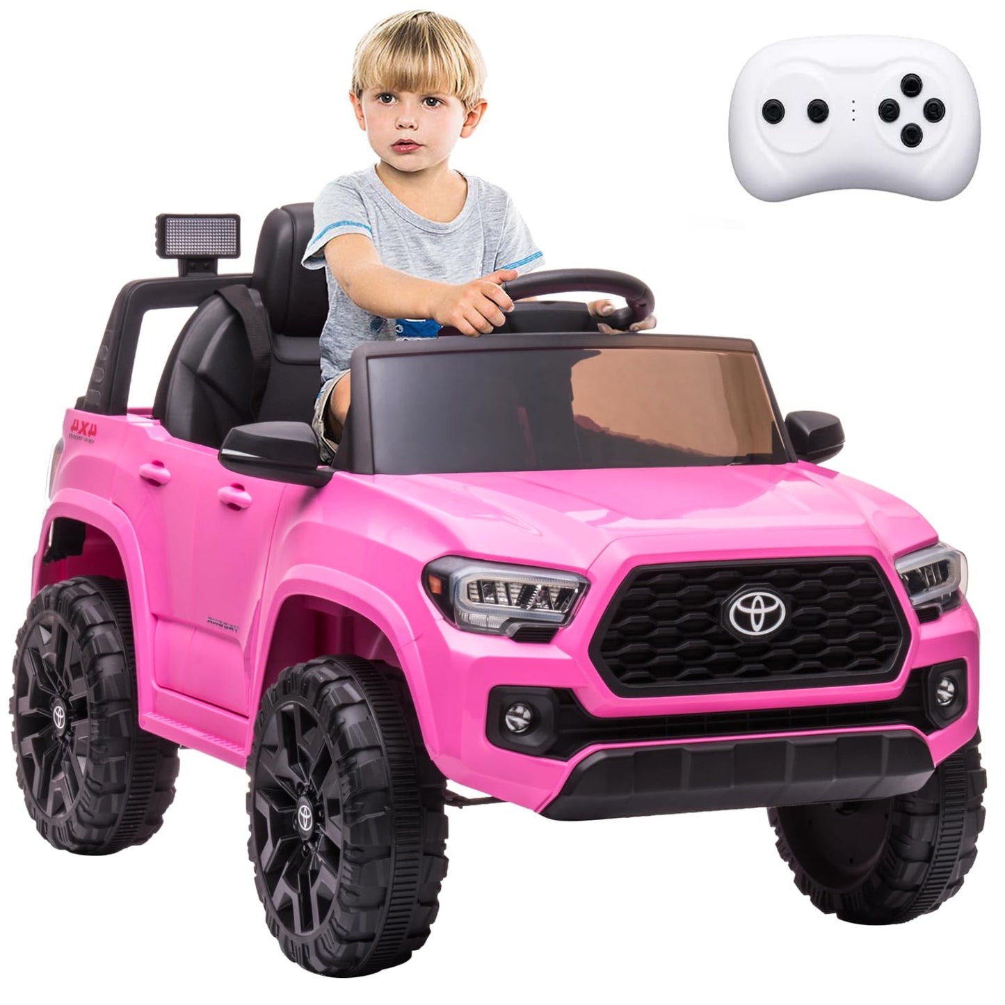 Garvee Ride - P Series: 12V Toyota Tacoma Kids Car, Spring Suspension, with LED Light - Pink
