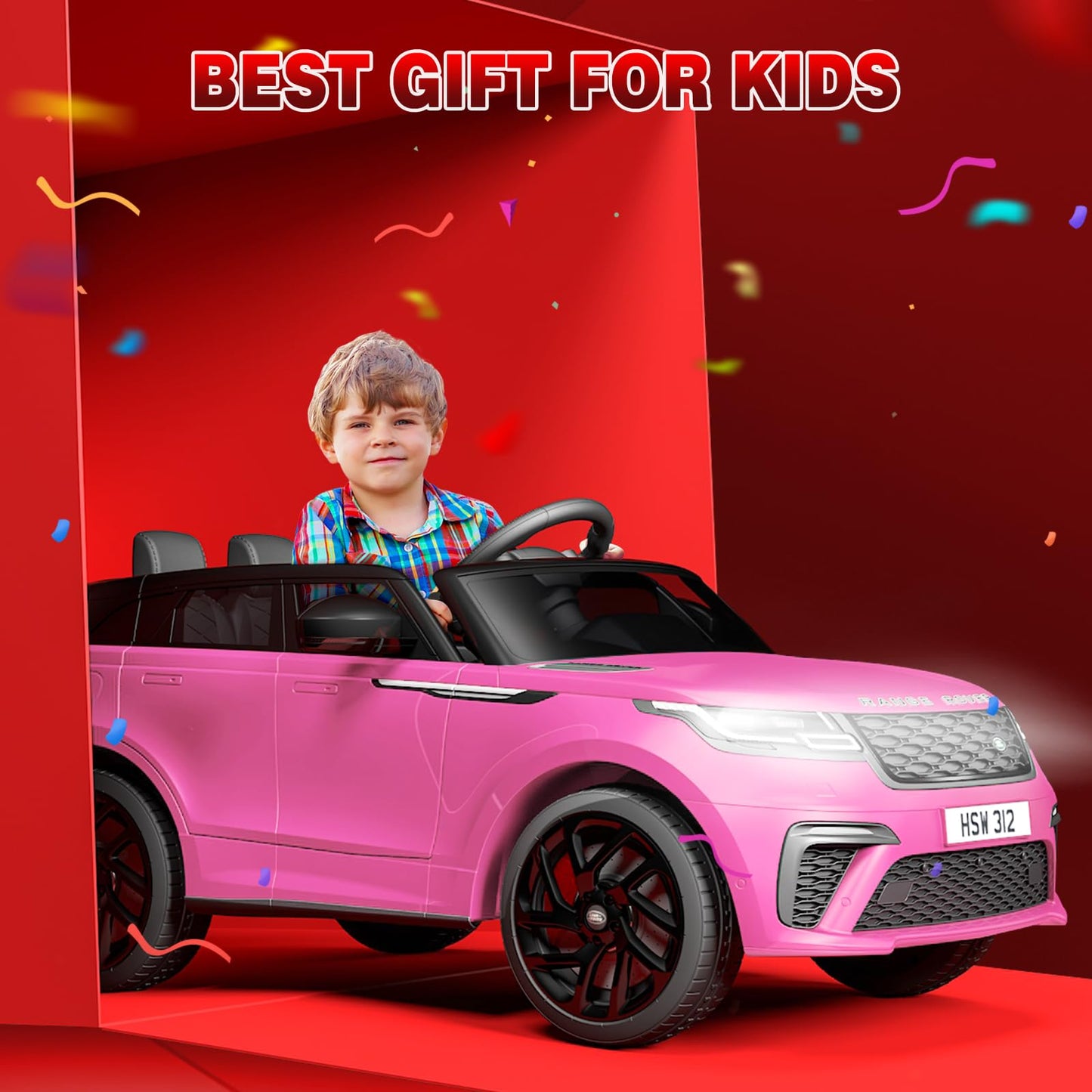 Garvee Ride - P Series: 3-8, 12V Licensed Land Rover Ride Electric Car for Kids with Parent Remote Control, MP3 Player, Rocking, Pull Rod - Pink