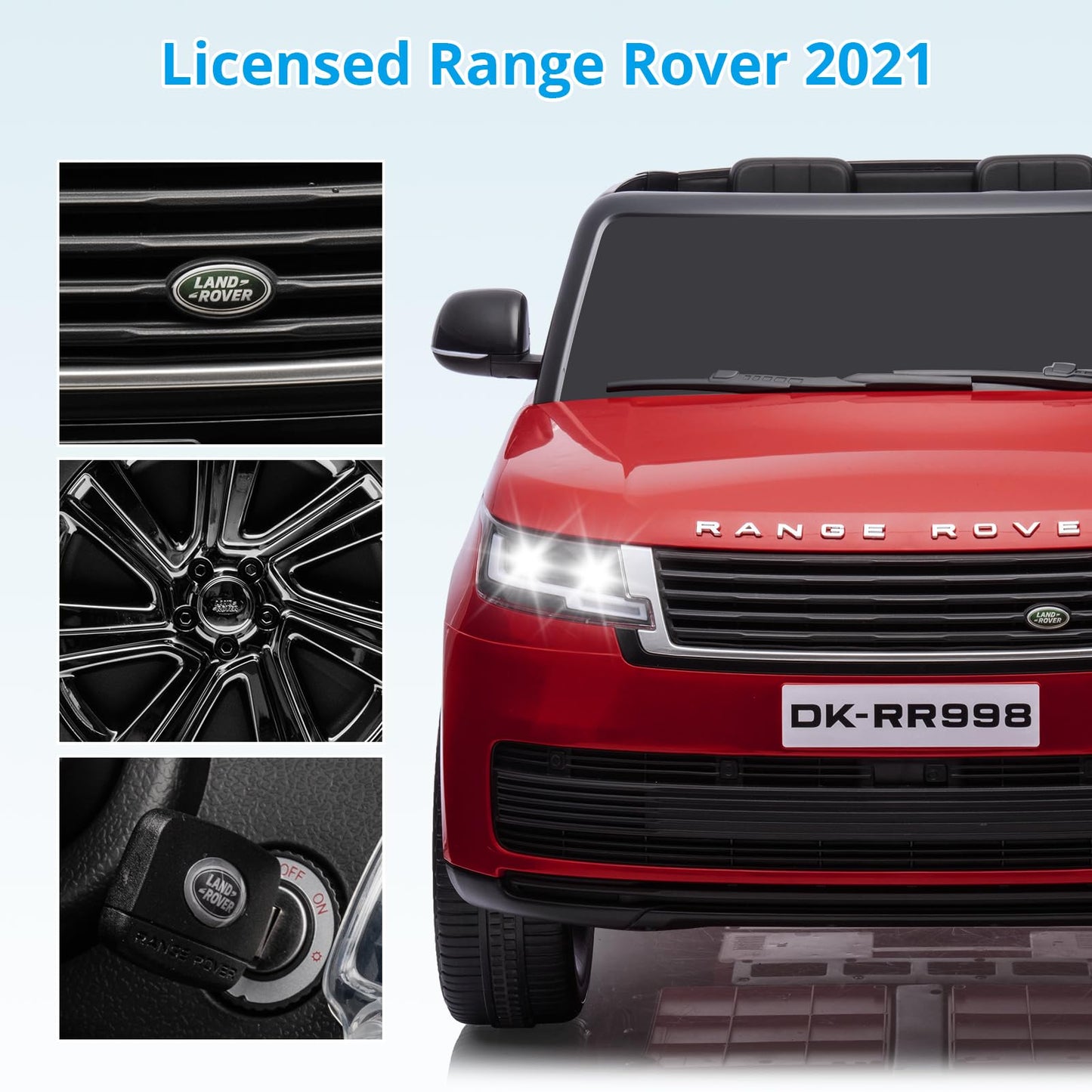 Garvee Ride - P Series: 24V 2-Seater Land Rover Ride-On Car For age 3+, With MP3, 3 Speeds, Remote Control, LED, 4-Wheel Suspension - Wine Red