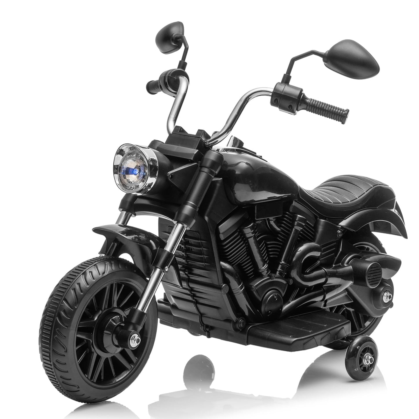 Garvee Ride - P Series: 12V Electric Motorcycle for Kids, 3-Wheel Ride-On Toy with Detachable Training Wheels, Black, Toddler Outdoor Fun