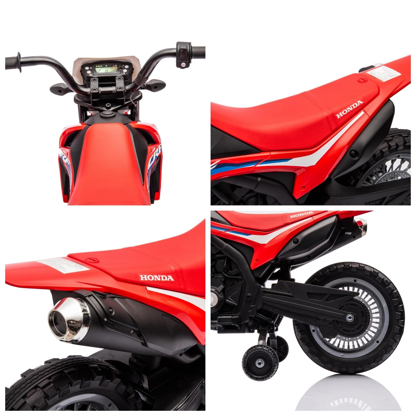 Garvee Ride - P Series: Kids Electric Ride on Motorcycle, Licensed Honda Battery Powered Motorbike Toy, with Training Wheels, Rechargeable Battery, Headlight, Engine Sounds, for Children Girls Boys - Red