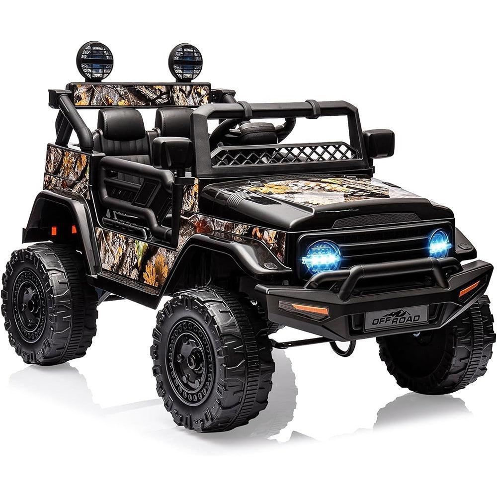 Garvee Ride - P Series: 12V Power Wheel Electric Car for Kids, Ride on Toys with Led Lights Bluetooth, 3 Speeds, Spring Suspension - Black