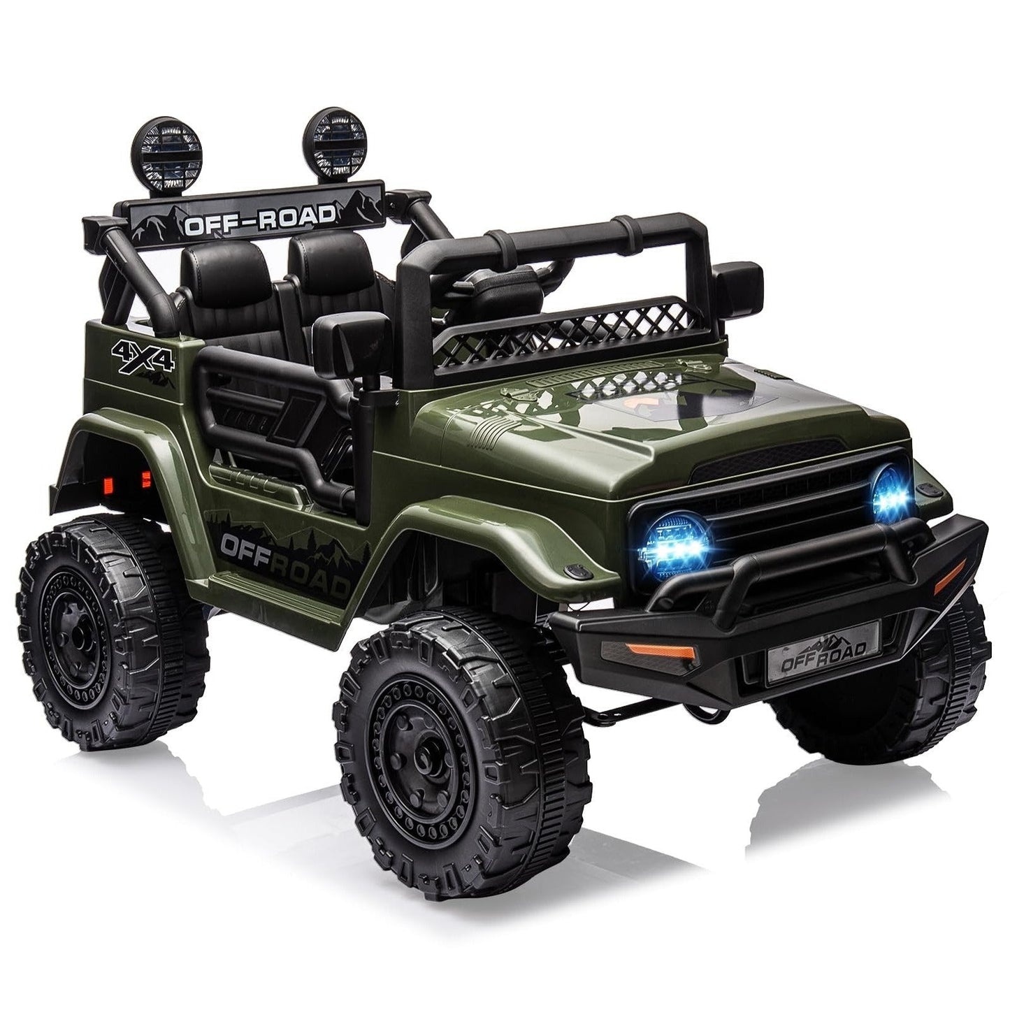 Garvee Ride - P Series: 12V Power Wheel Electric Car for Kids, Ride on Toys with Led Lights Bluetooth, 3 Speeds, Spring Suspension - Dark Green