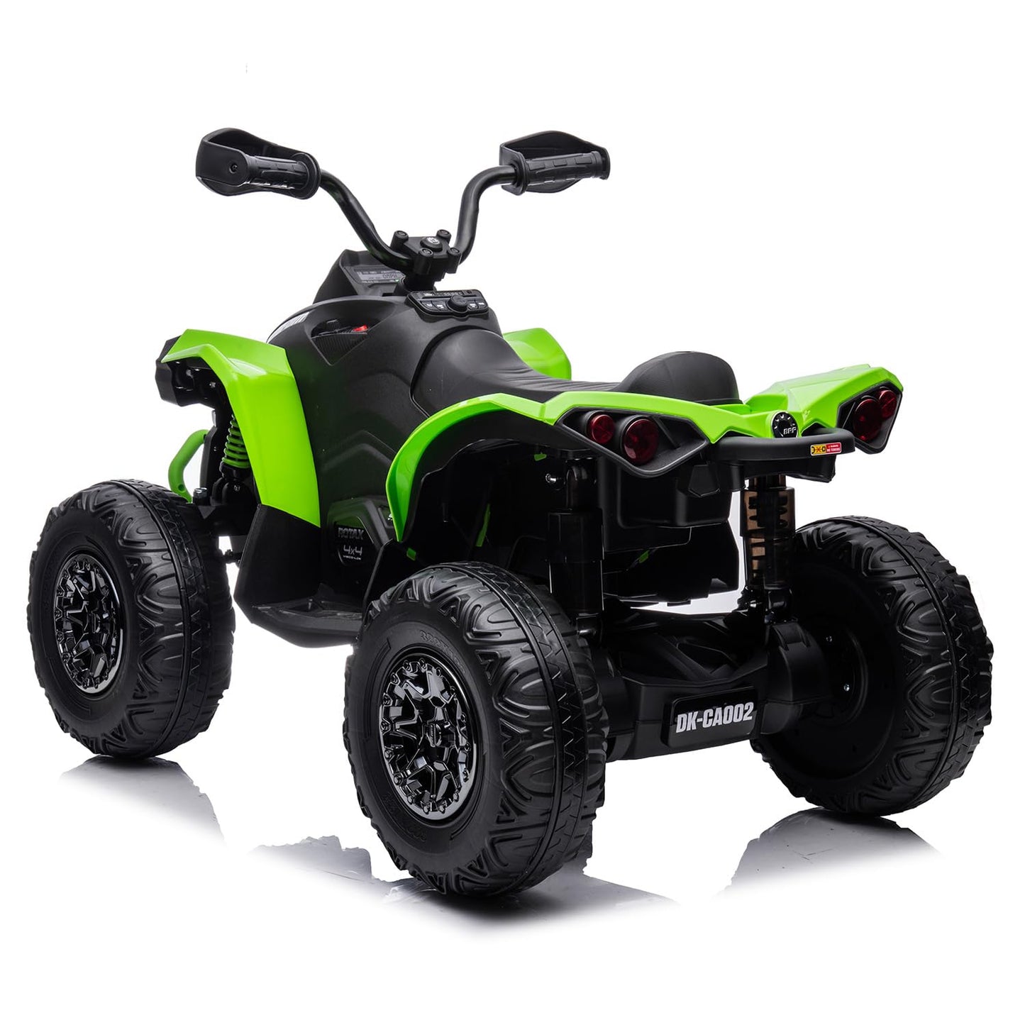 Garvee Ride - P Series: 12V Ride on Toy Car Bombardier Licensed BRP Can-am 4 Wheeler Quad Electric Vehicle, w/LED Lights, Spring Suspension, Bluetooth, Music, USB, Treaded Tires, White - Green