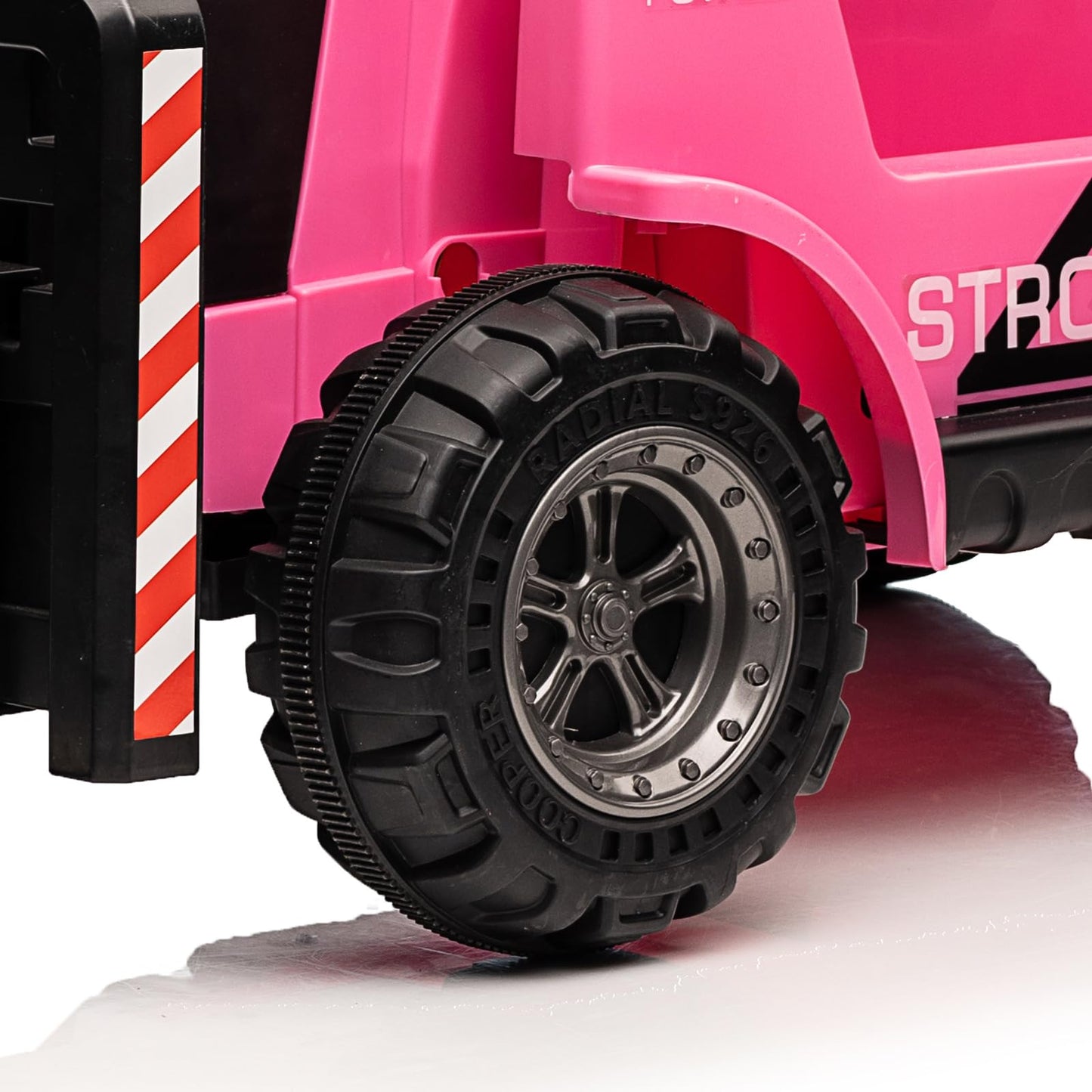 Garvee Ride - P Series: 12V Electric Forklift Ride-On: Liftable Fork, Remote, Music, Realistic Design, 66lb Load, for 3-7 Years - Pink