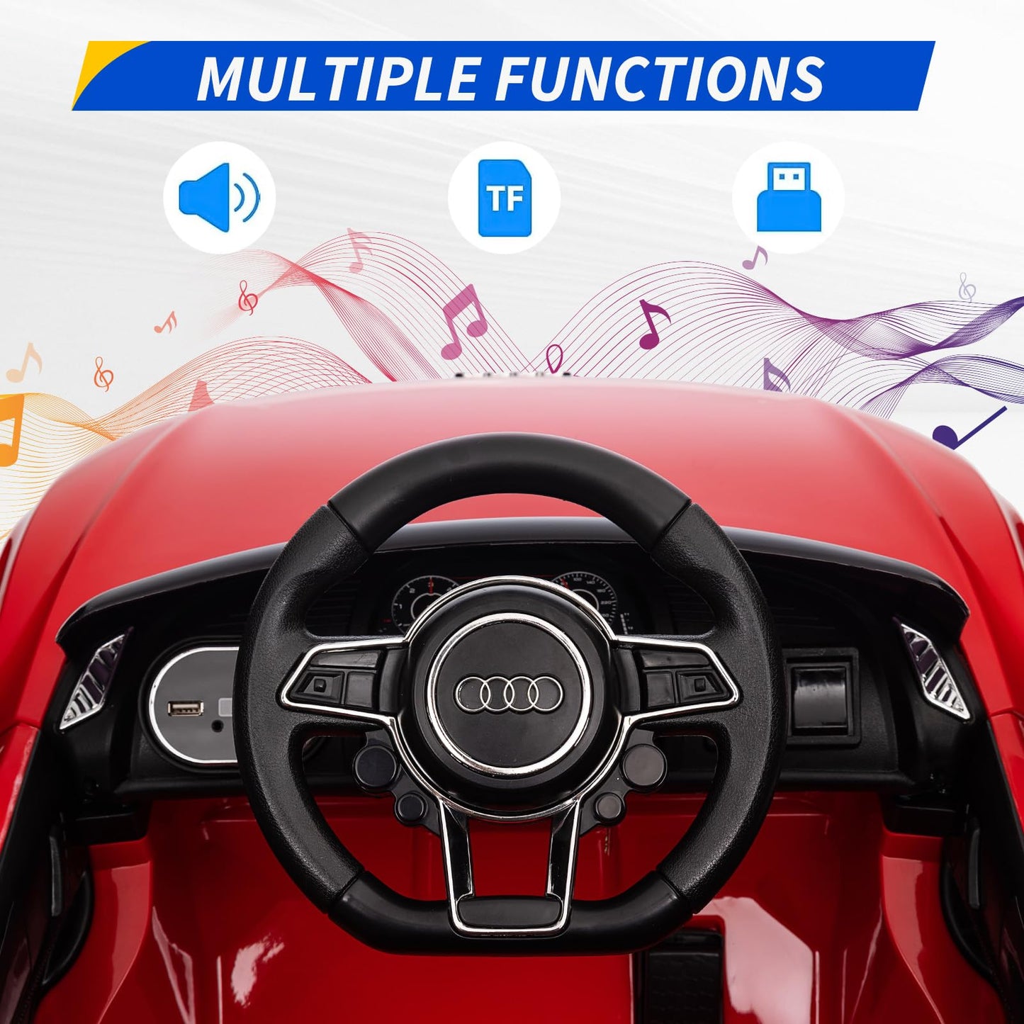 Garvee Ride - P Series: 12V Power Battery Electric Vehicles for 3-7 Toddlers, Licensed Toy Car with Remote Control, MP3 Player - Red