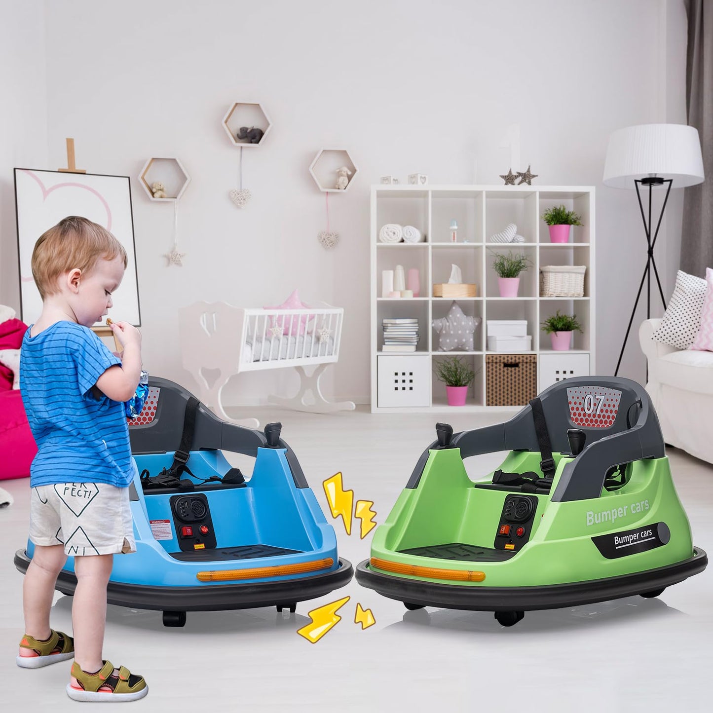 Garvee Ride - P Series: 12V Kids Bumper Car with Remote Control, LED Lights & 360 Degree Spin, Indoor and Outdoor Kids Toy for 18+ Months Kids - Blue