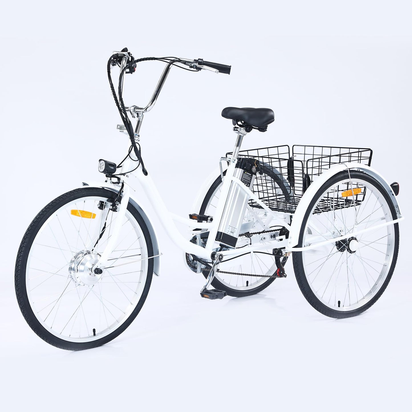 Garvee Adult Tricycle 7-Speed 26-Inch 3-Wheel Bike with Basket 250W Motor 36V Battery LED Headlight for Women Seniors Men