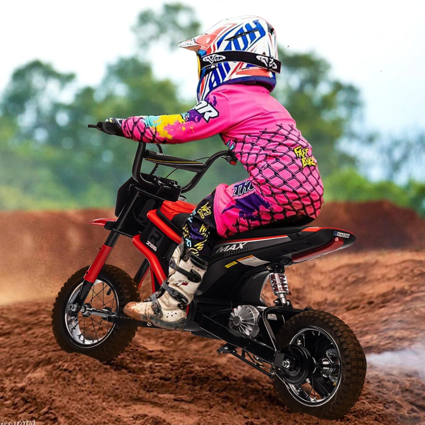 Garvee Ride - T Series: 24V-10A 350W Ride On Electric Dirt Bike For Kids Ages 13+, 14.29MPH, 3-Speed - Red-9